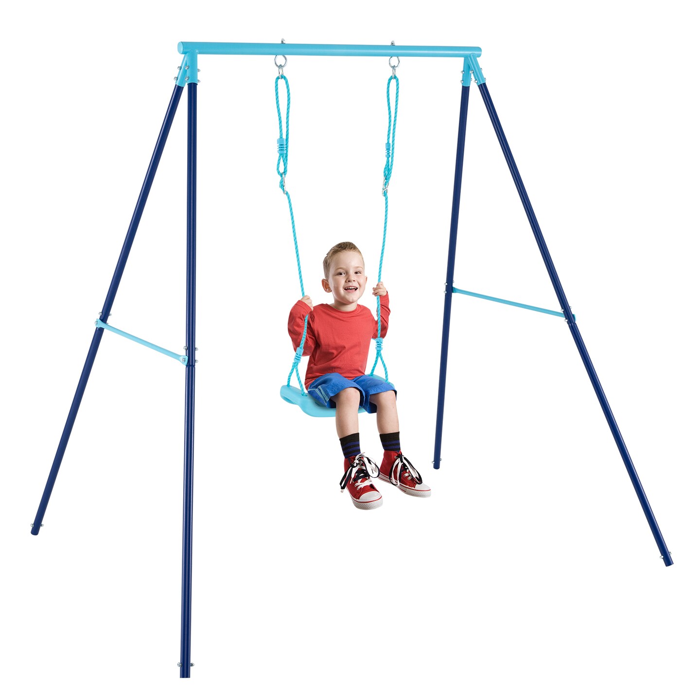 Adjustable Metal Swing Set with Stand and Seat Height 14-28 inches for Kids