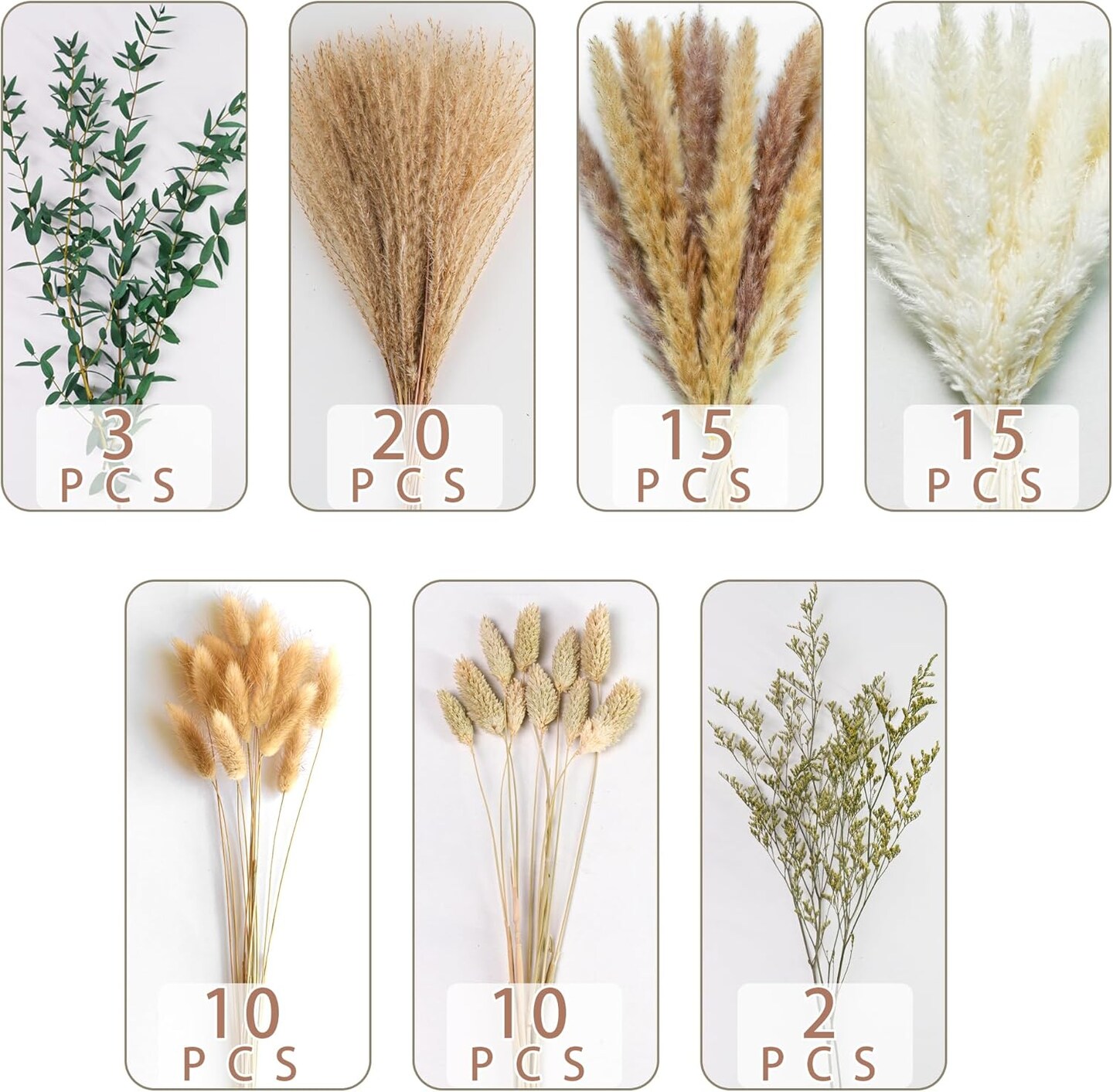 Green Pampas Grass Bouquet &#x2013; Boho Home &#x26; Wedding Floral Arrangements &#x2013; Dried Pampas Grass Decor for Living Room, Fireplace, and Modern Farmhouse