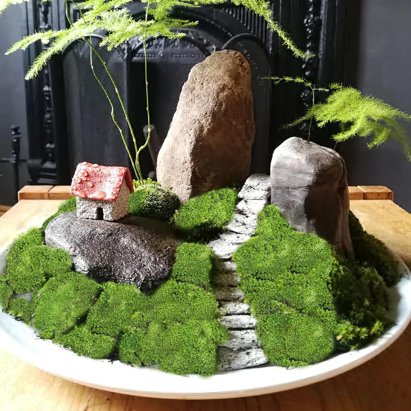 Preserved Moss Bulk Green Natural Preserved Pole Moss Pillow for Potted Plants 2.5 sq.ft Green Moss Balls for Bowls Wall Art Terrariums Crafts Fairy Gardens Easter Table Decor