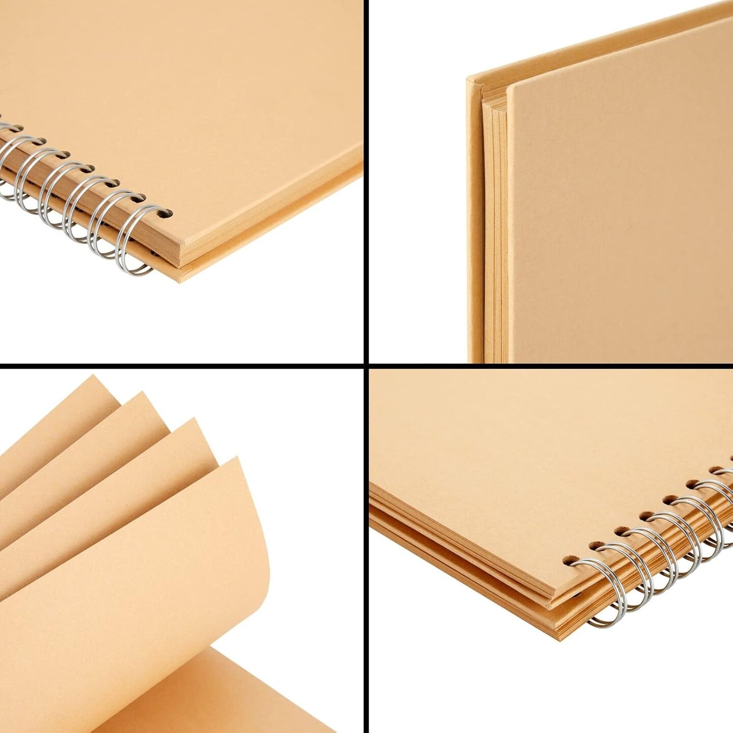12x12 Scrapbook Album Hardcover (Blank), Kraft Paper Material Spiral Bound Sketchbook for Drawing, Writing, Arts and Crafts Projects, Home, Office, School