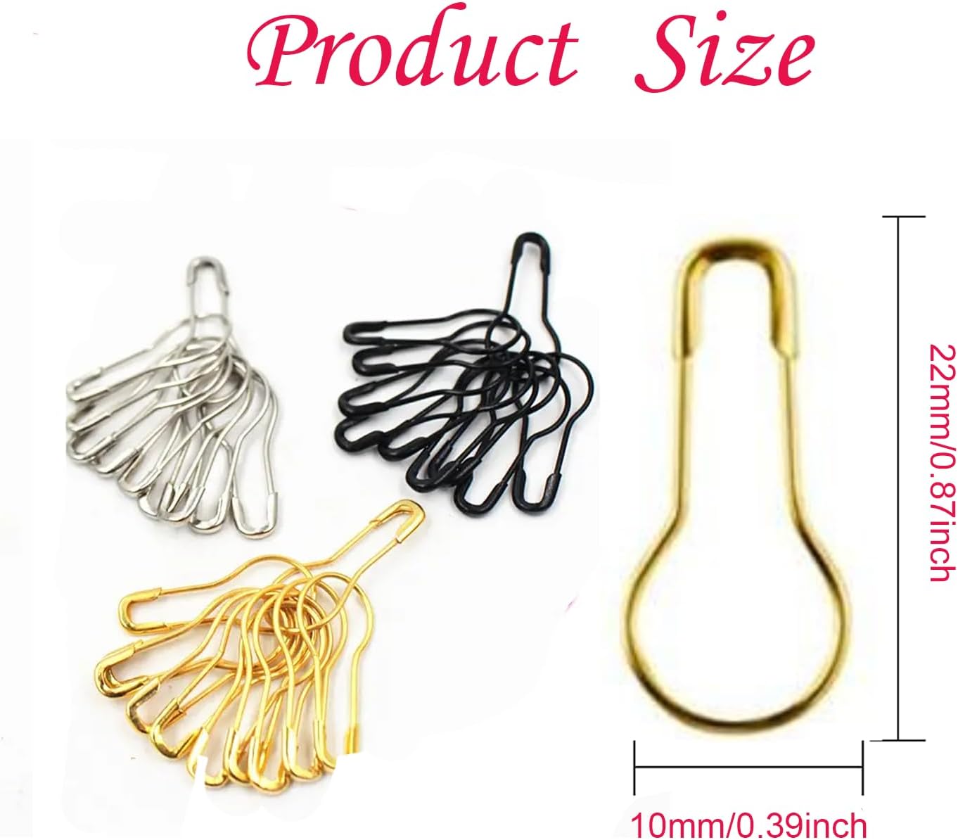 1000Pcs Metal Golden Safety Pins/Bulb Pin/Gourd Pin/Calabash Pin