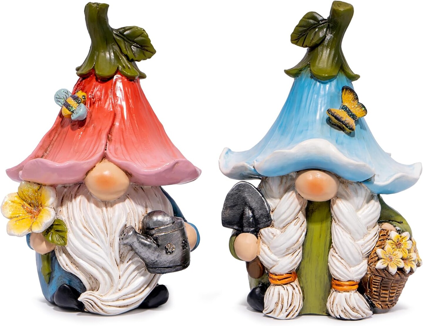 Garden Gnome Decorations Handcrafted Outdoor Ornaments Spring Gnome Figurines Flower Gnome Statues Perfect for Garden, Patio, and Balcony Décor