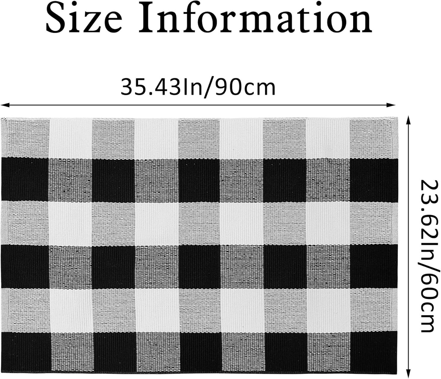 Buffalo Plaid Outdoor Rug 2x3 Cotton Woven Rug Black and White Checkered Rug Washable Front Porch Rug Fall Layered Door Mats Carpet for Indoor Outdoor Entryway Farmhouse Decor Area Rug