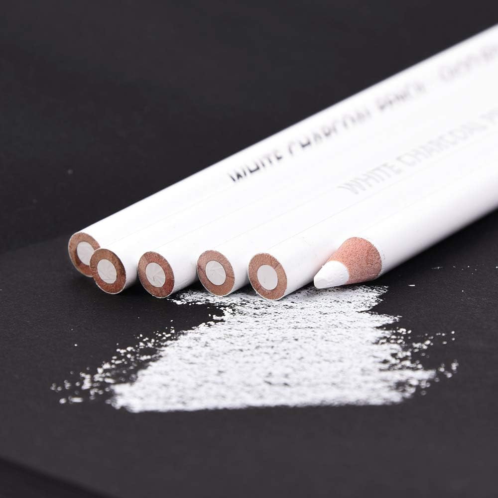 2-Piece White Sketch Charcoal Pencils – Professional Quality for Drawing & Blending