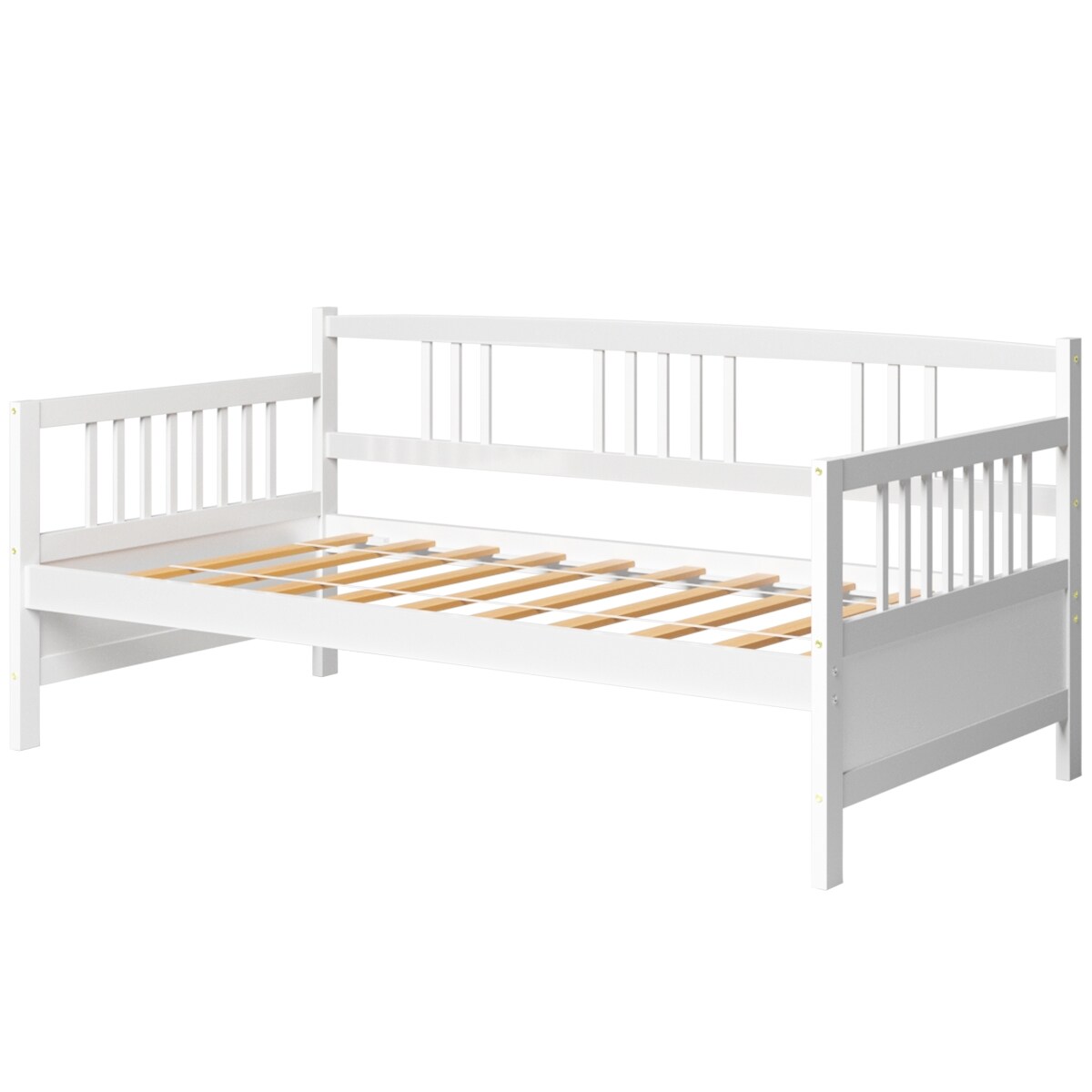Twin Size Wooden Slats Daybed Bed with Rails Perfect for Living Room and Kids Room or Guest Room
