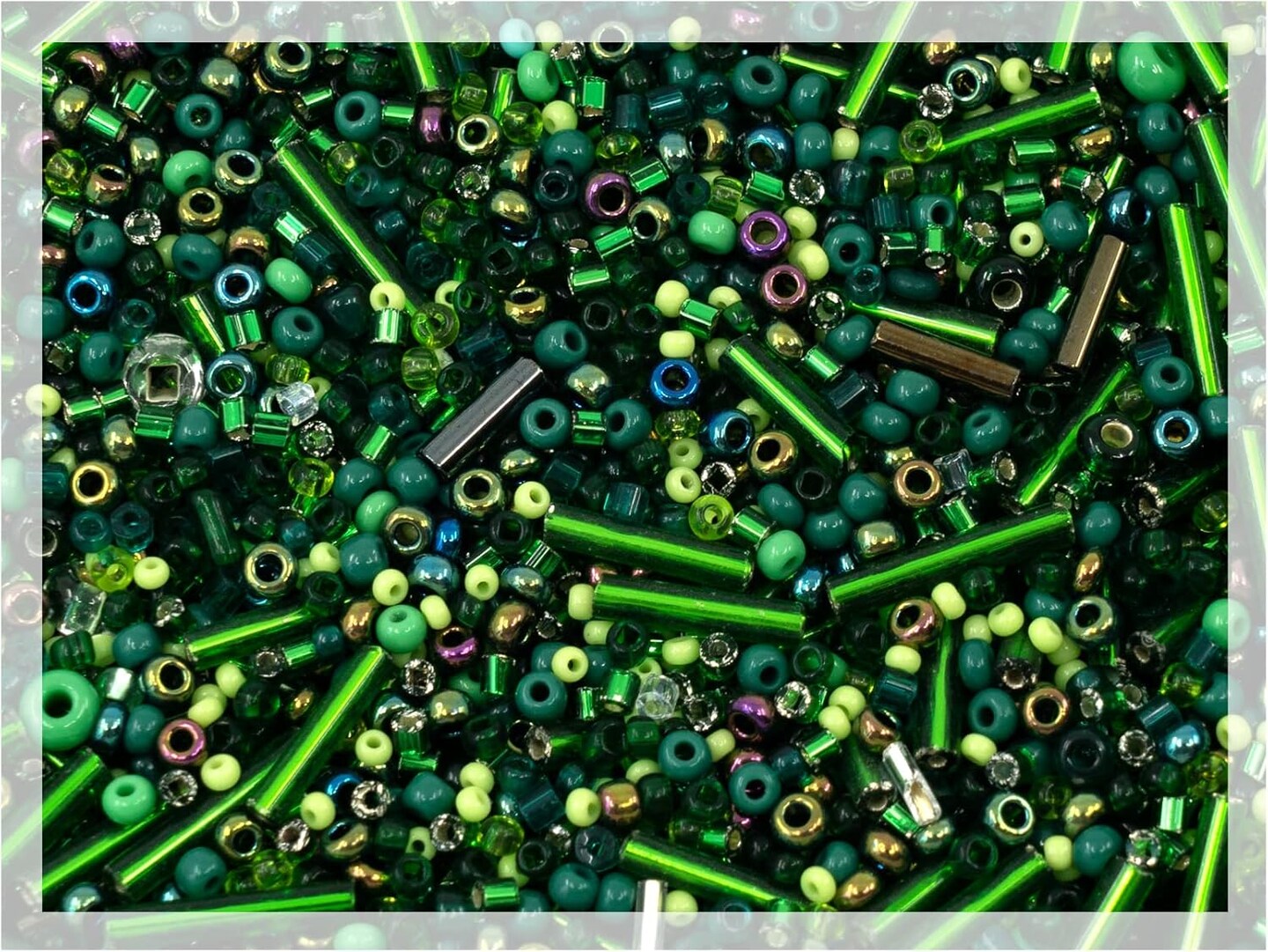 Seed Beads & Bugles 2-10mm Preciosa Ornela Czech Glass Beads, Mix Green Iris (20g)