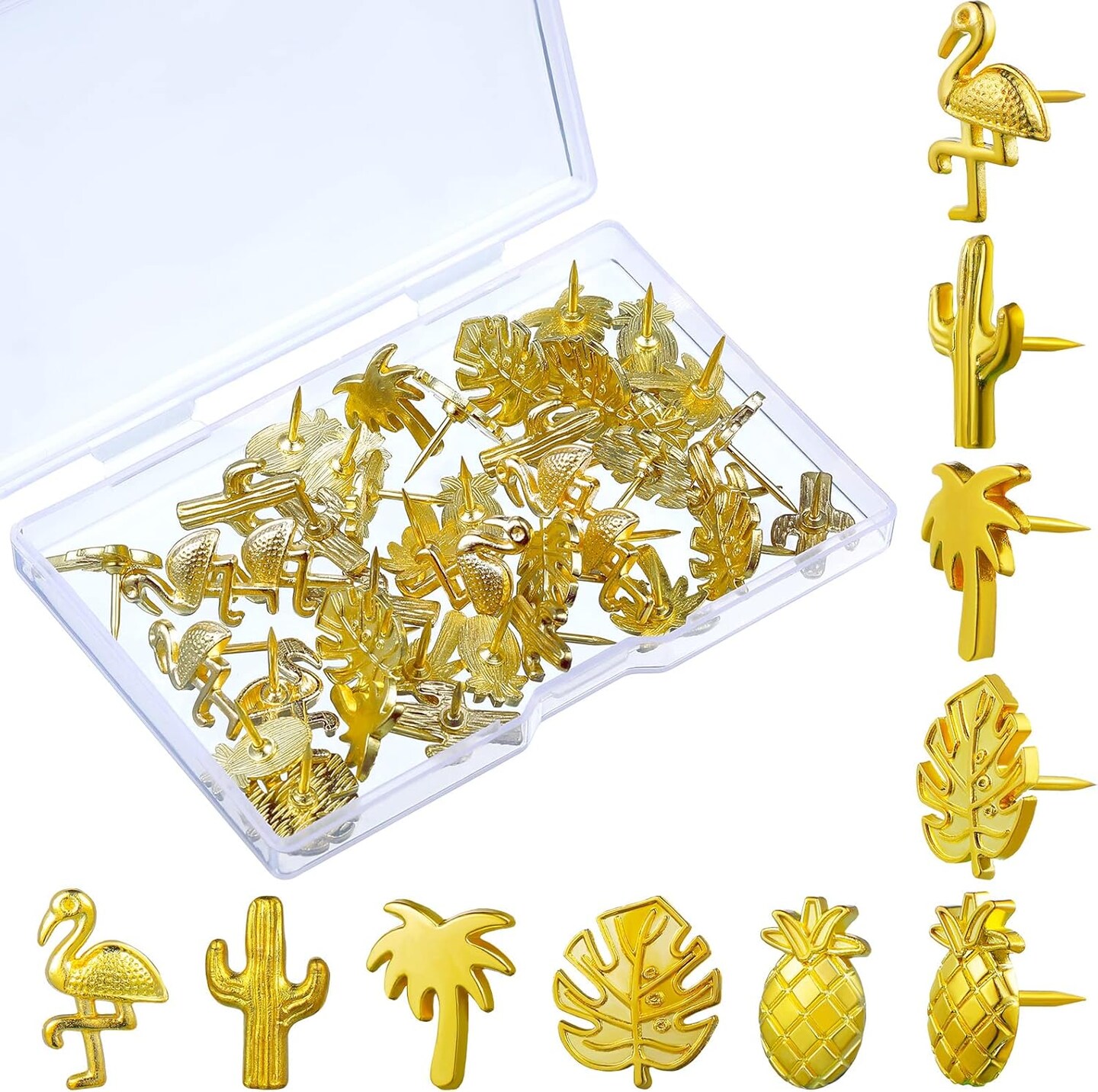 40 pcs gold tropical push pins decorative thumbtacks for cork boards photos maps and bulletin boards