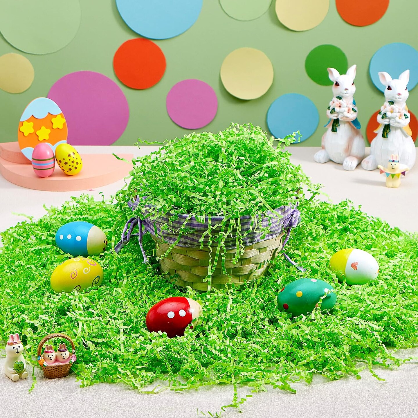 12 oz Easter Grass Paper Shred (Light Green) for Basket Filling
