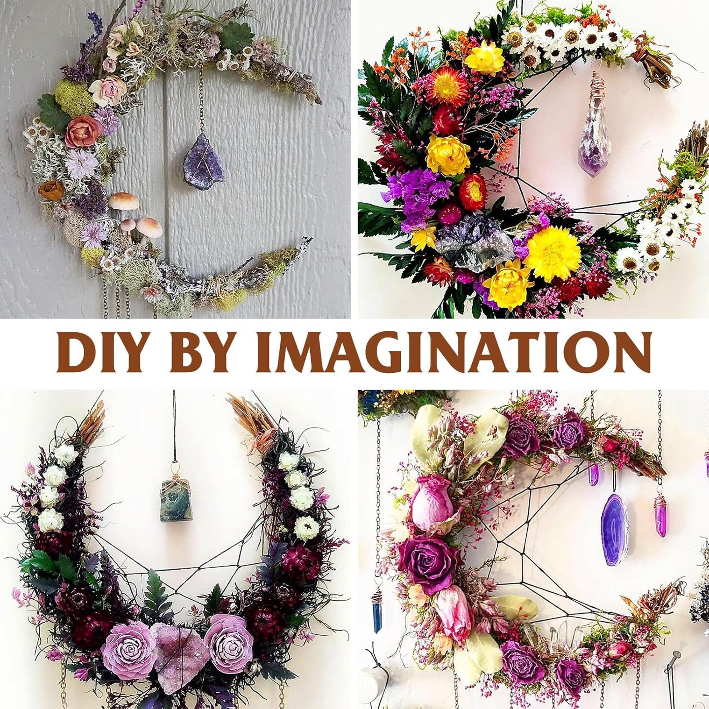 2pcs Moon Shape Wreath frame for DIY Crafts, Grapevine Wreaths Rattan Ring Vine Branch Wreath for Home Holiday Wedding Party, 9.8 Inch