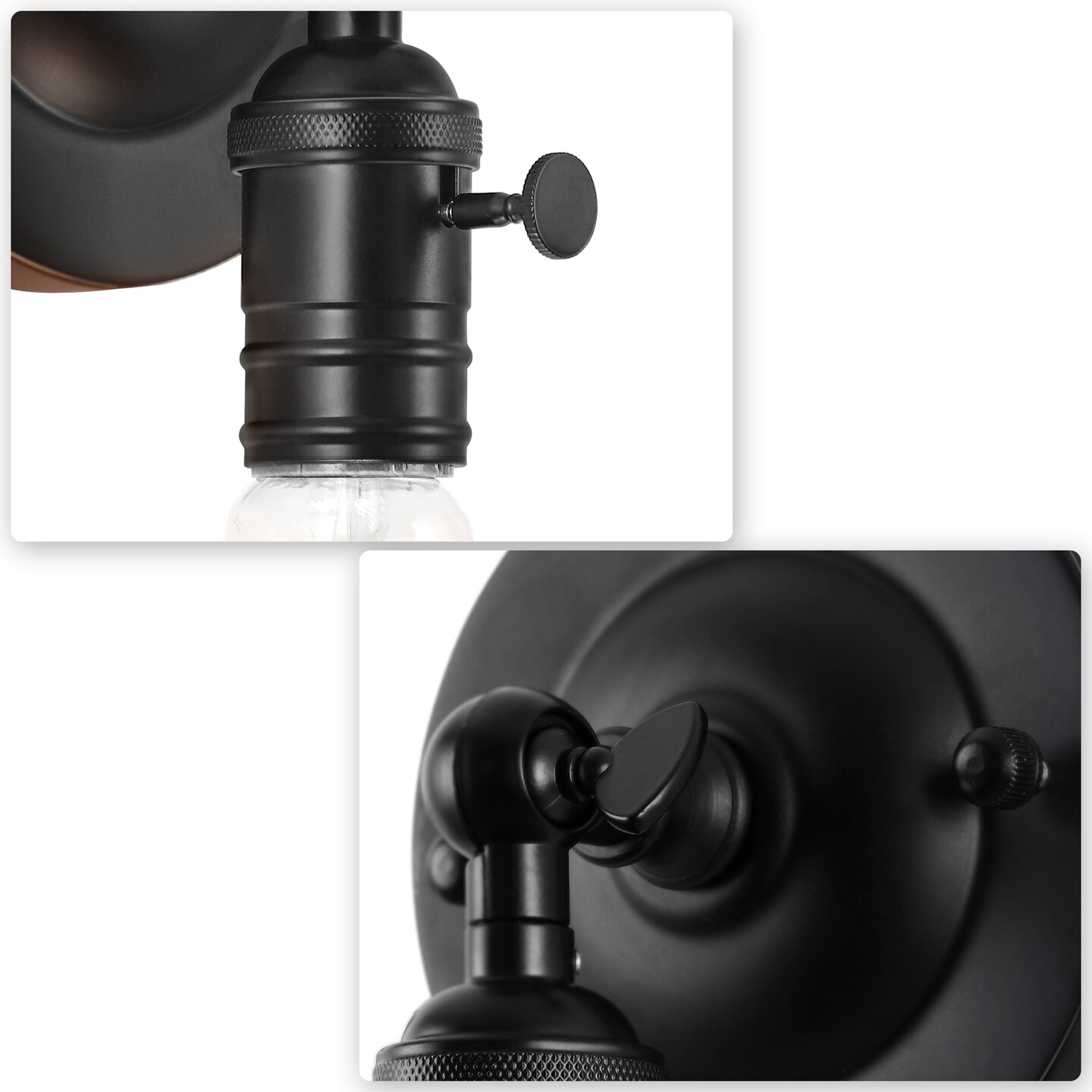 1/2/4pcs Industrial Wall Sconce – Adjustable 180° Black Hardwired Fixture with UL Certification – Vintage Candlestick Lighting for Farmhouse, Bedroom, Office