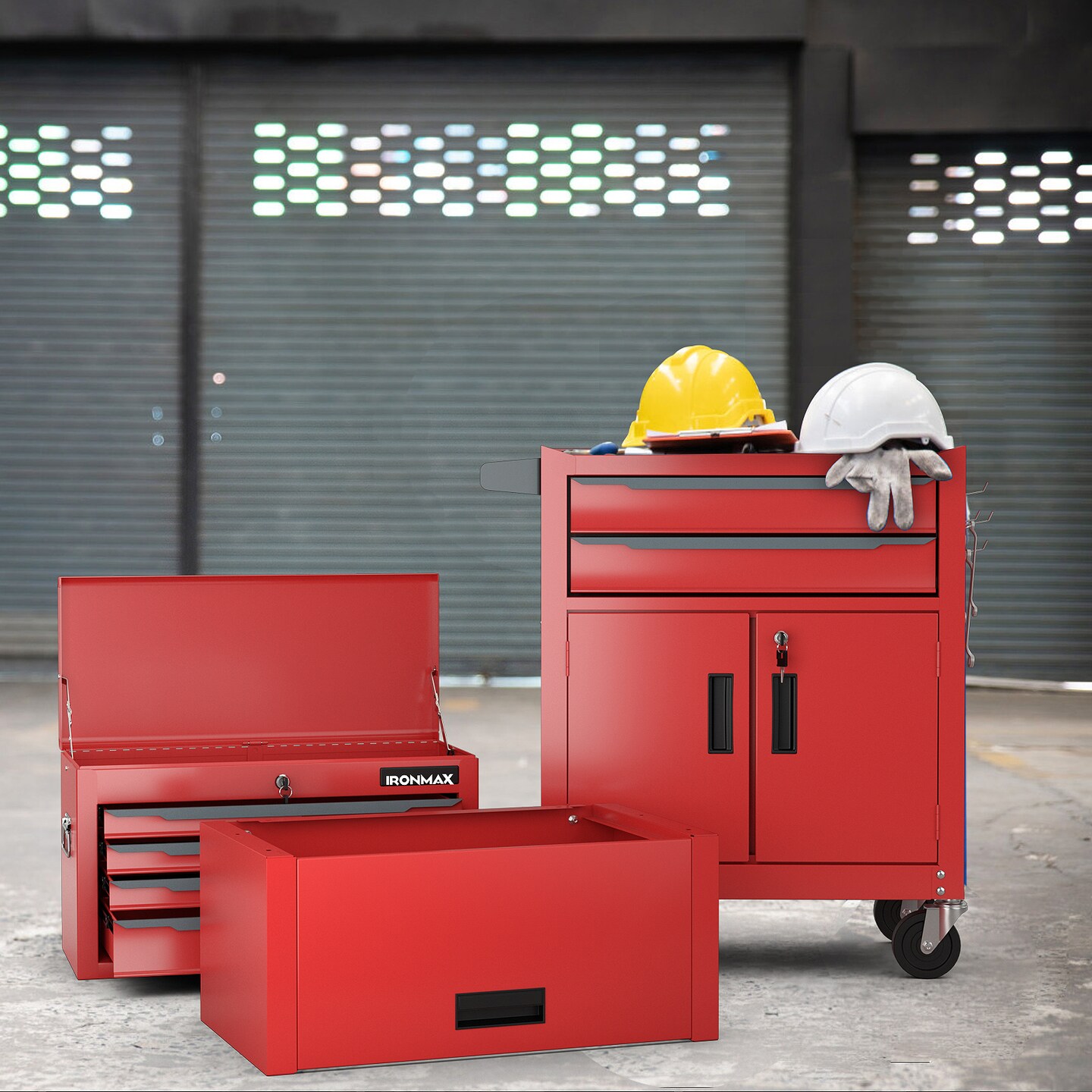 3-in-1 Rolling Tool Chest Storage Cabinet with Universal Wheels and 6 Different Size Drawers