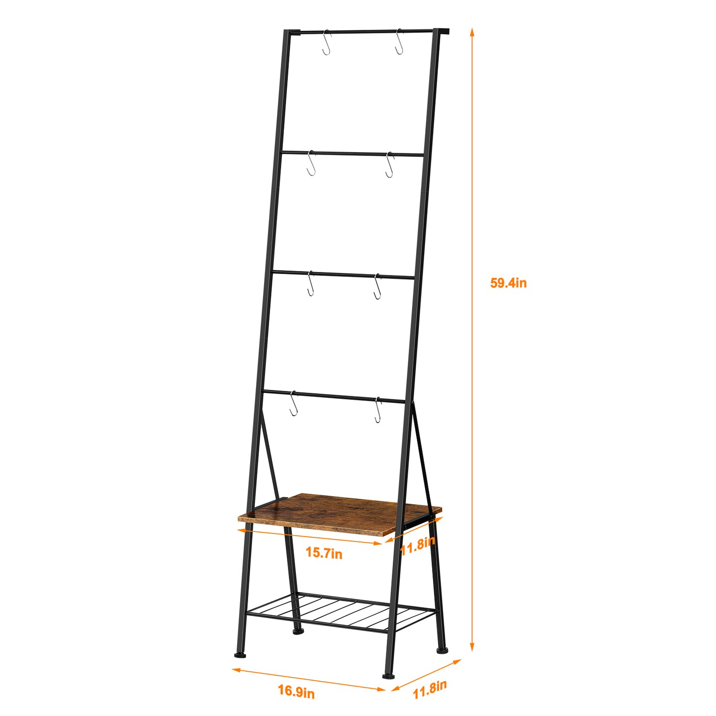 Metal Blanket Ladder with Shelf &#x26; Hooks - Multi-Use Christmas Stocking Holder, Towel Rack, and Storage Ladder for Bathroom, Bedroom, Mantle, Laundry Room