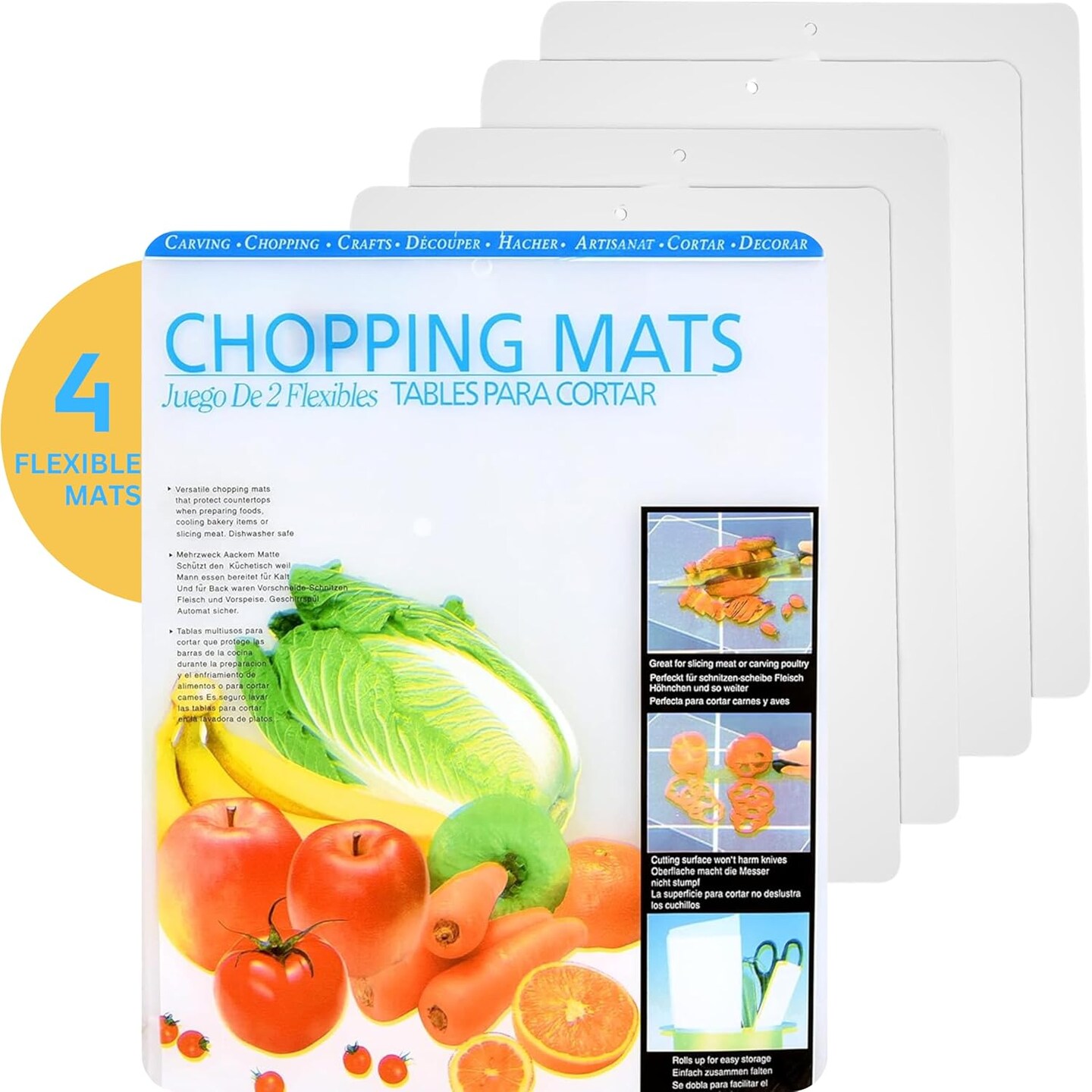 Kitchen Cutting Board | Flexible Chopping Mats | Food Safety | Hanging Hole for Easy Drying