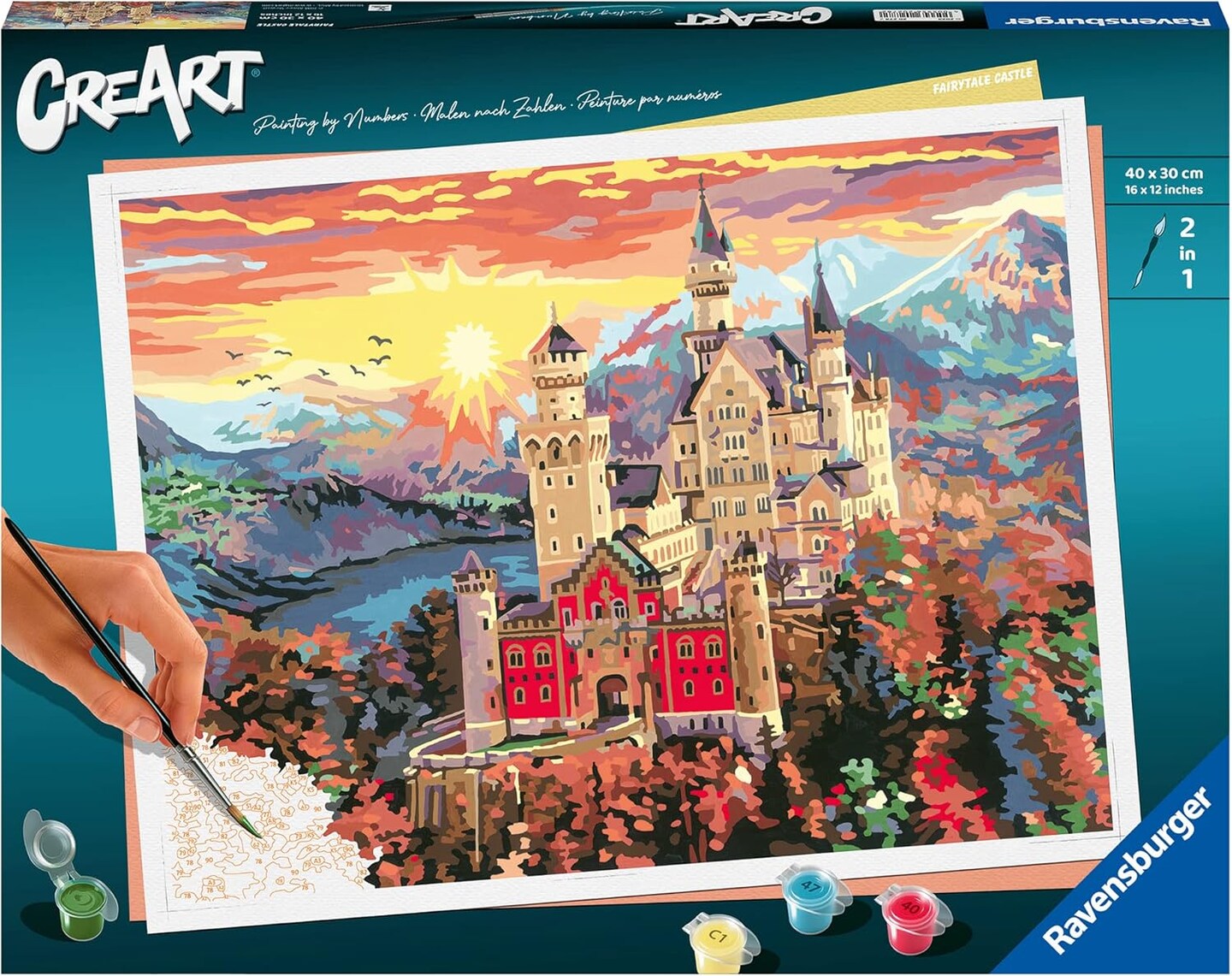 CreArt Fairytale Castle Paint by Numbers Kit for Adults - Painting Arts and Crafts for Ages 14 and Up