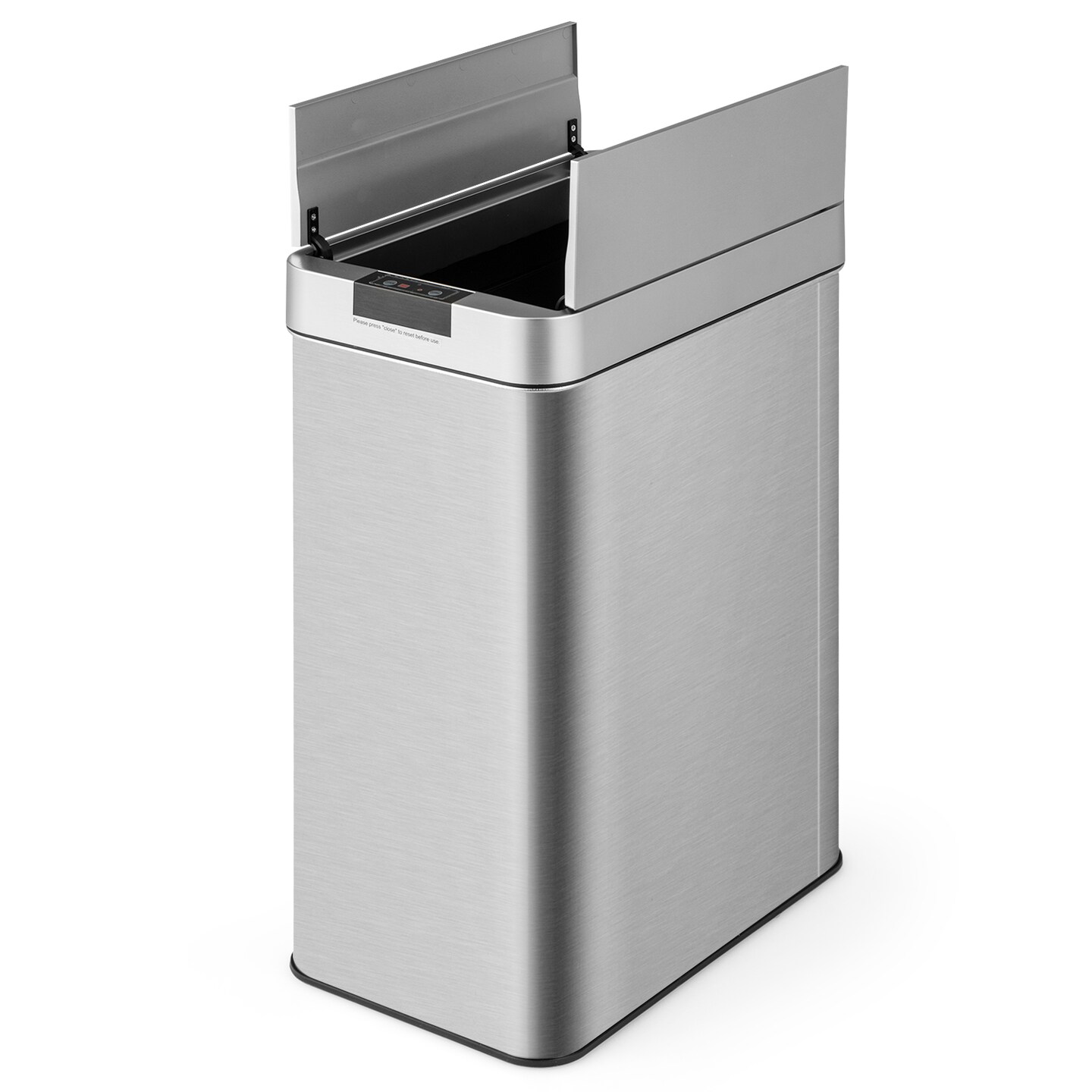 13.2 Gallon Slim Stainless Steel Motion Sensor Trash Can with Wing Lids Perfect for Kitchens or Offices