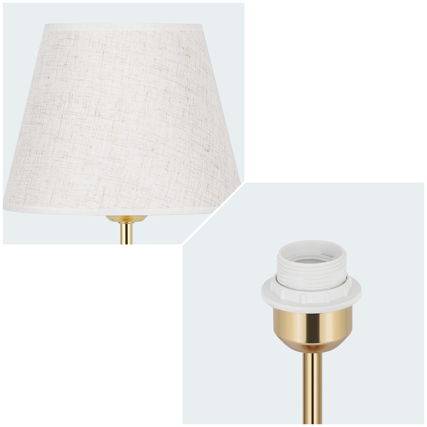 Set of 2 Wooden Bedside Table Lamps with Linen Shade &#x2013; Modern Desk Lamps for Bedroom, Office, Nursery &#x2013; UL Certified, Warm Eye-Caring Light, Compact 15.4&#x22; Height