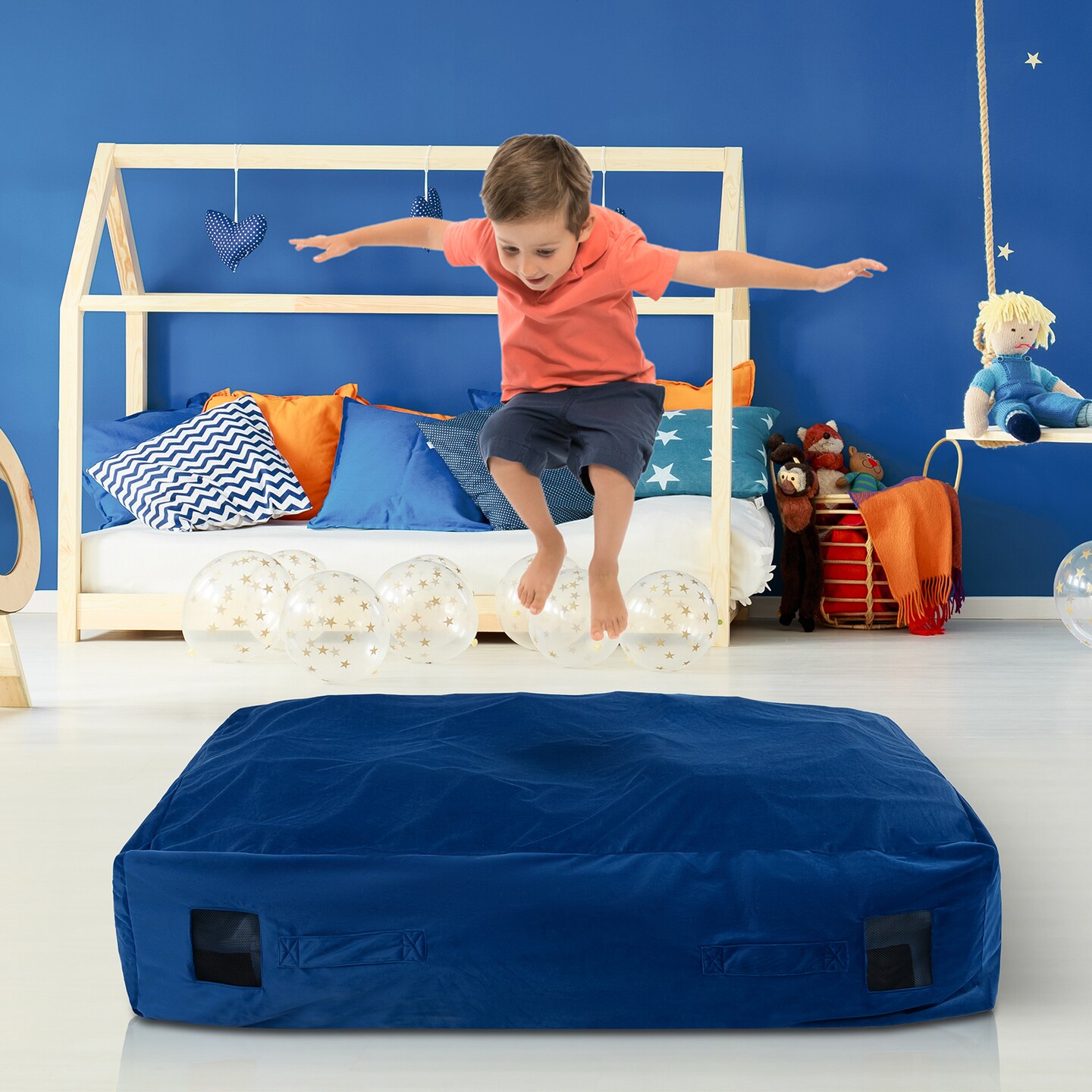 Soft Foam Sensory Crash Pad for Kids with Washable Velvet Cover