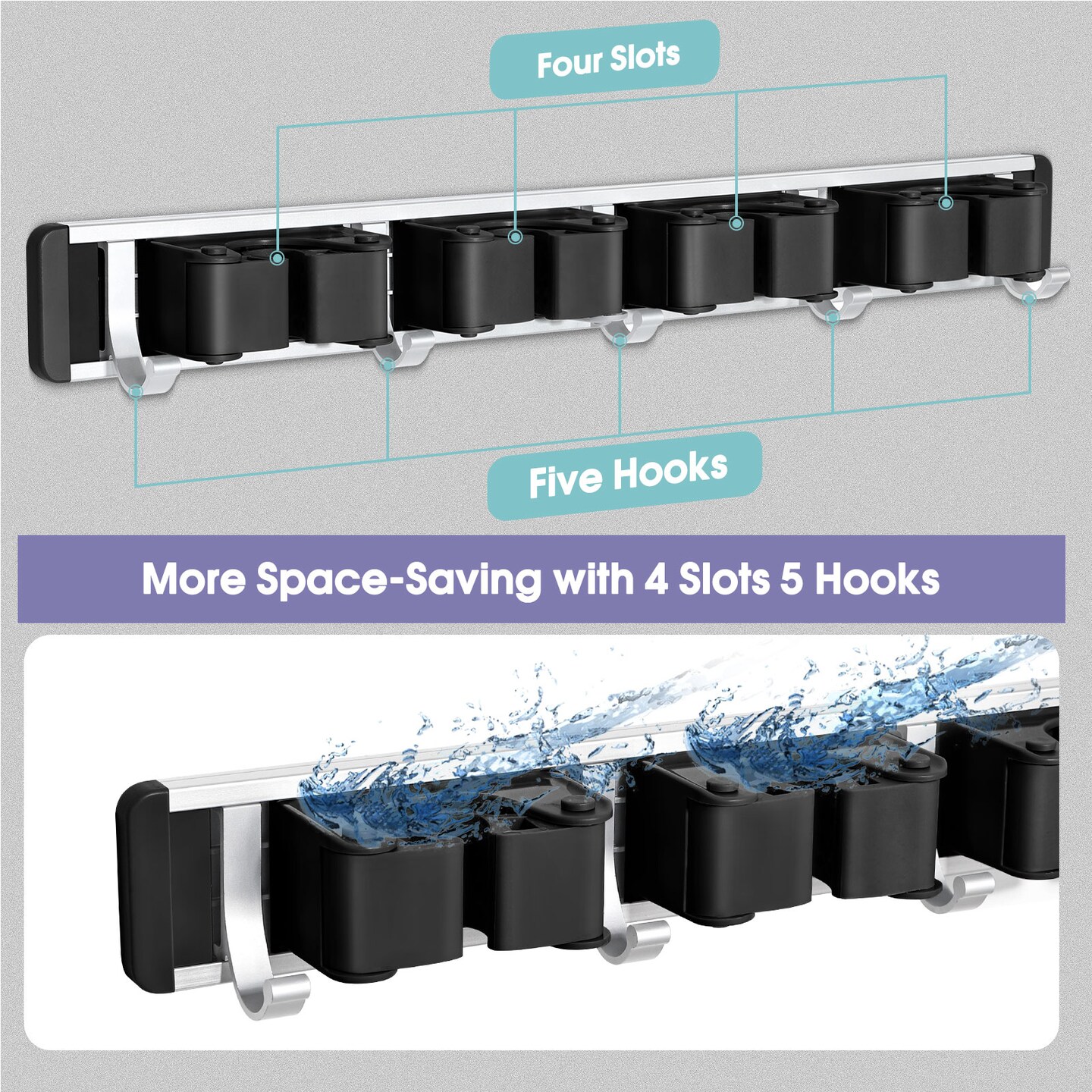 Mop and Broom Holder Wall Mount &#x2013; Heavy Duty Tool Rack Organizer for Garage, Laundry Room, Kitchen, Closet (Space-Saving Storage)
