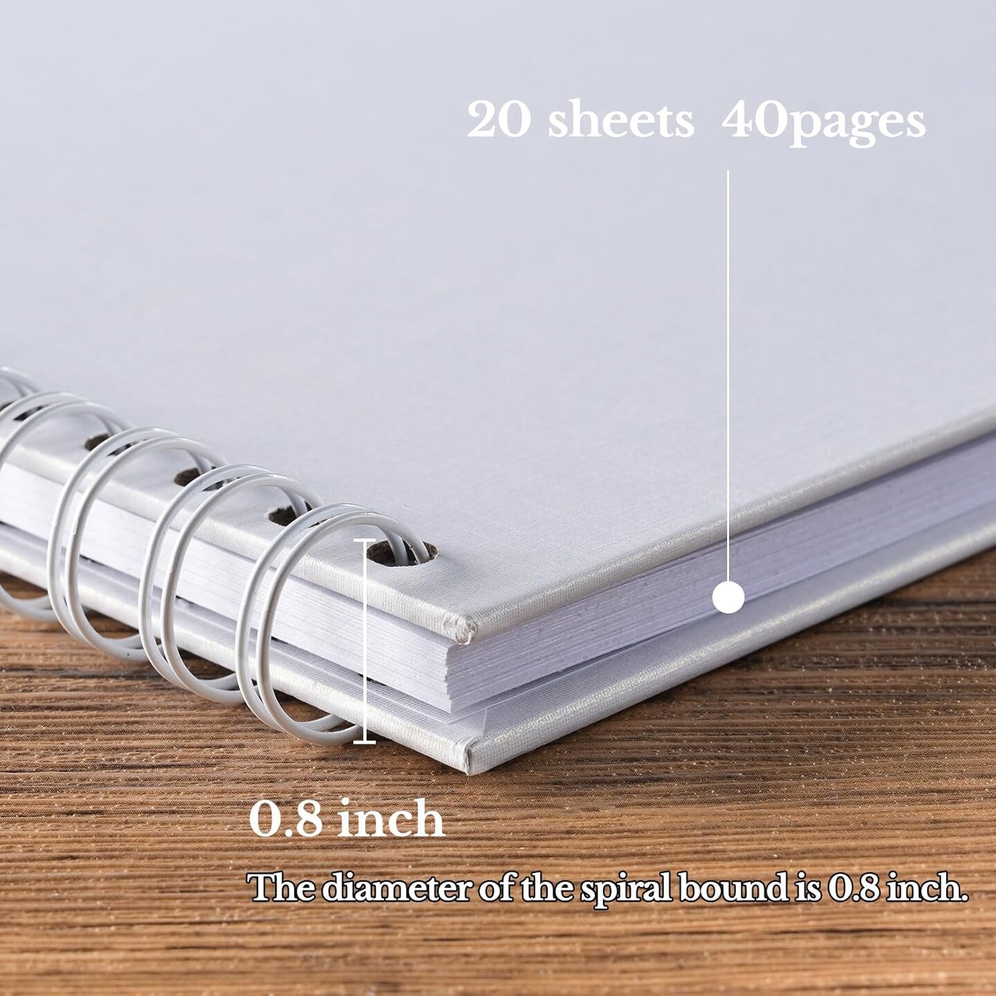 DIY Scrapbook Album 40 Pages Hardcover Kraft Paper Scrap Book Photo Albums Memory Book for Wedding and Anniversary Family (White, 8 Inch)