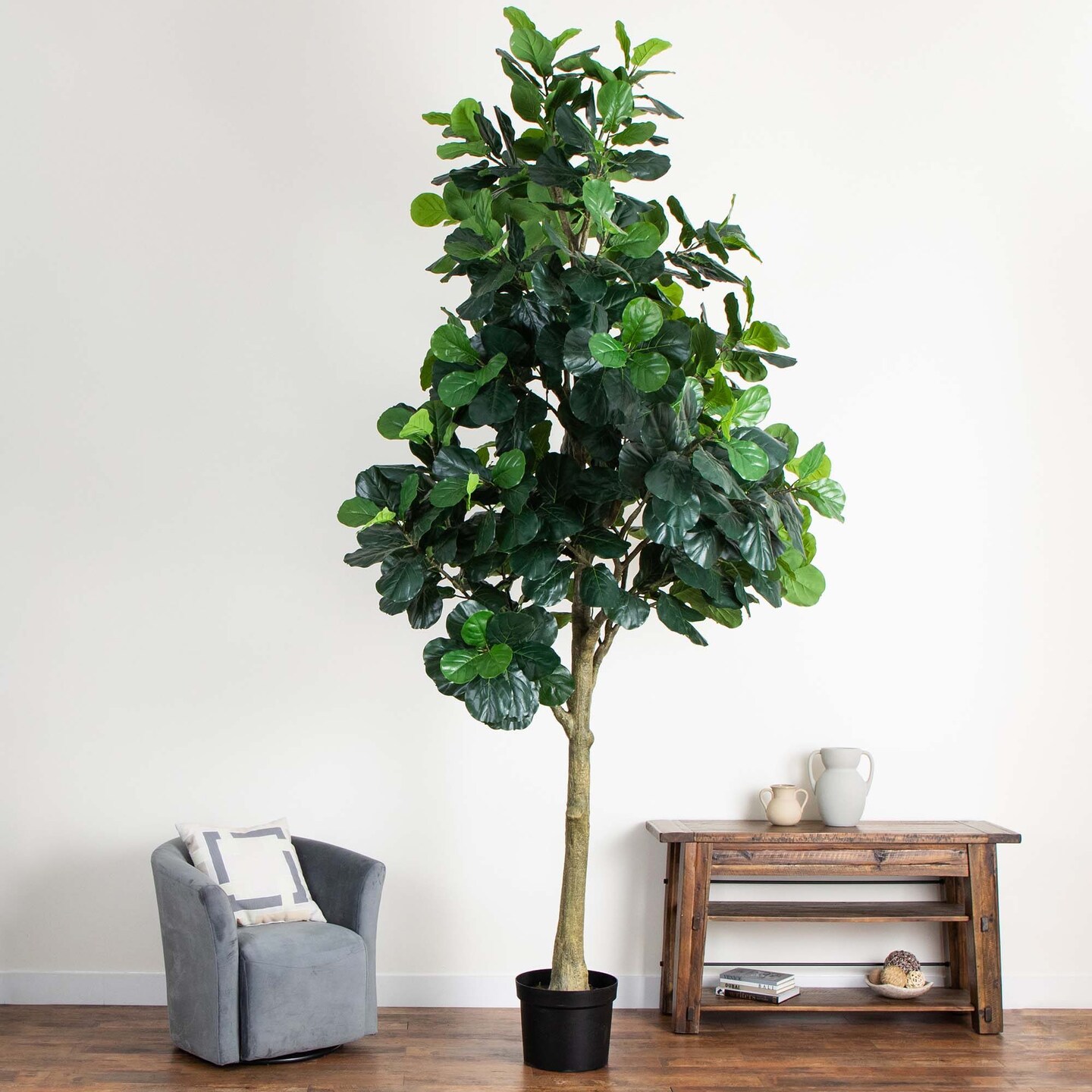 Nearly Natural Artificial Fiddle Leaf Fig Potted Tree - 13' - Green
