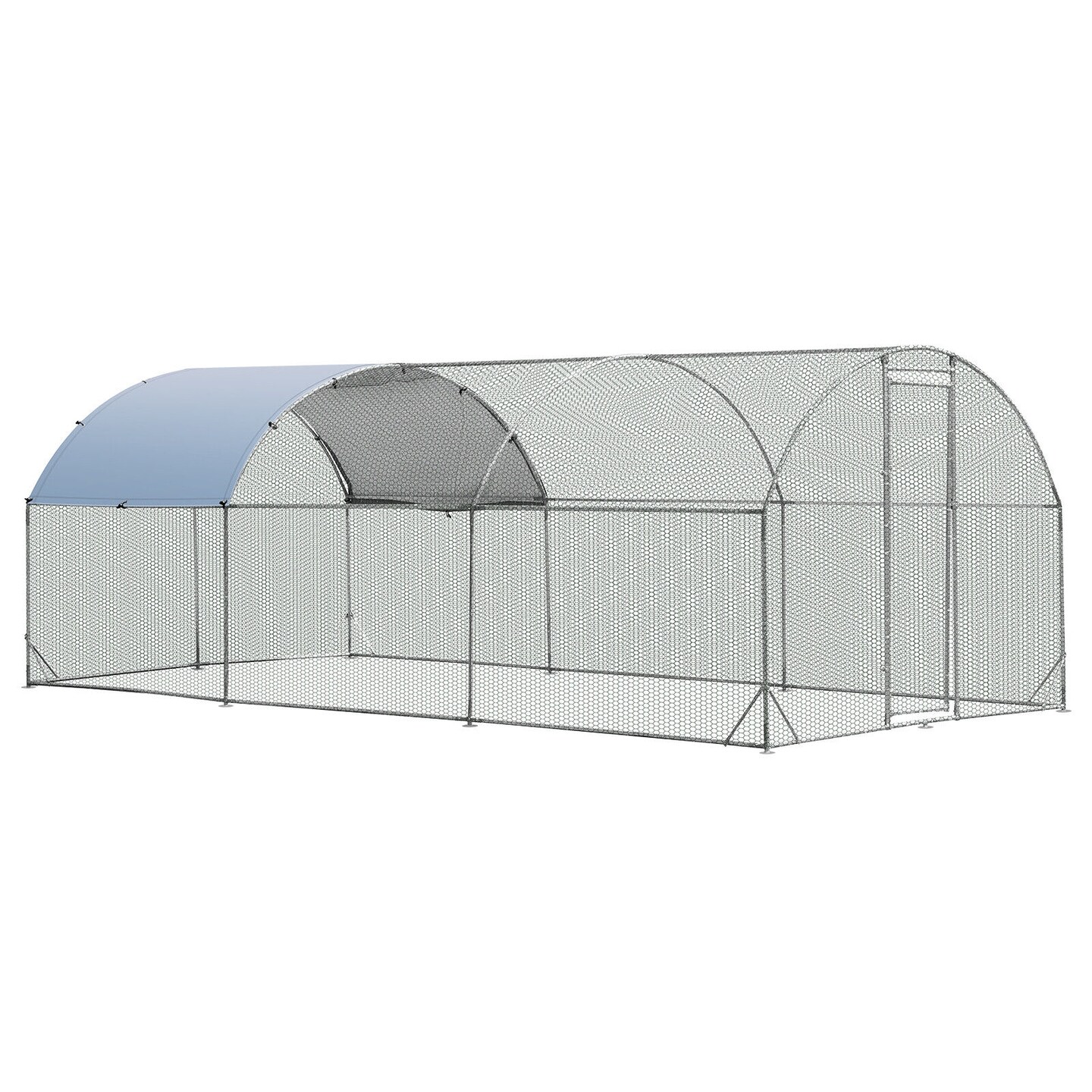 Galvanized Metal Chicken Coop with Waterproof Cover, Lockable Door and Spacious Design