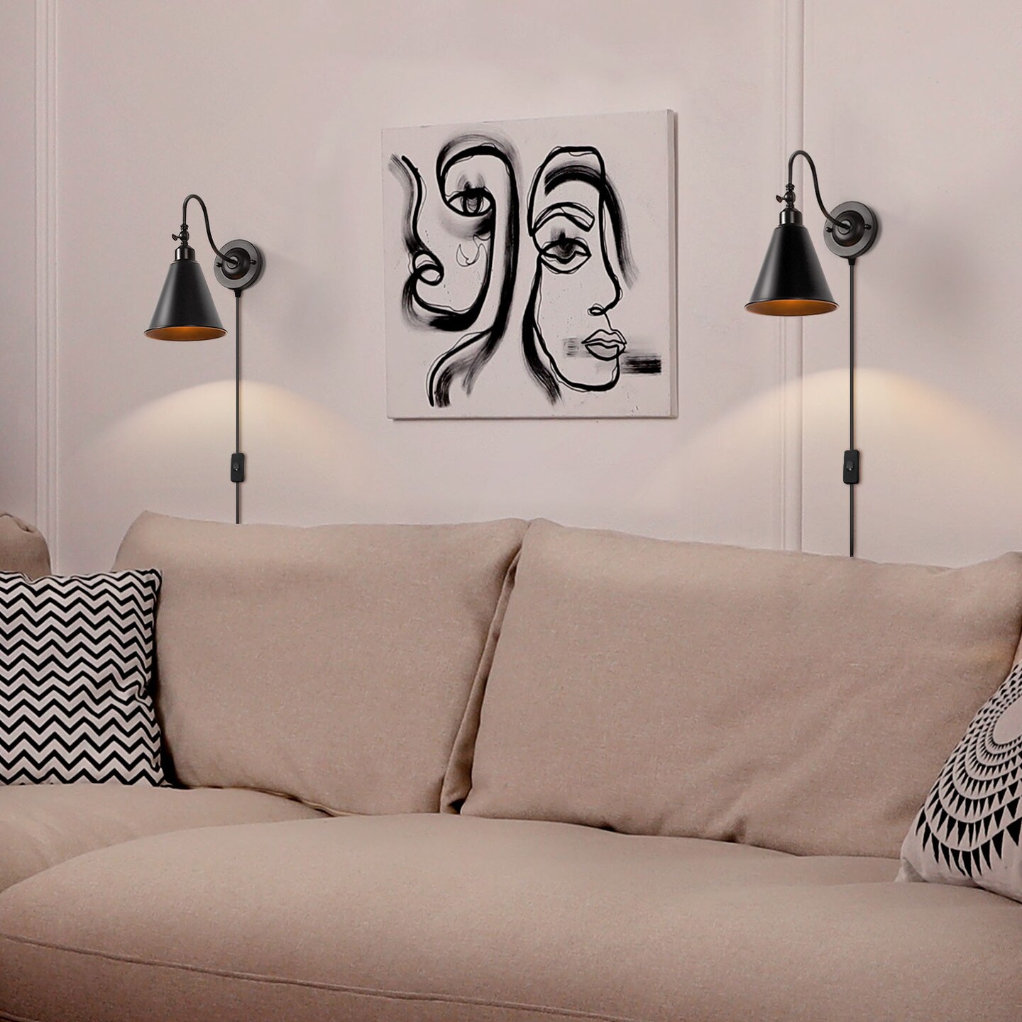 Set of 2 Vintage Swing Arm Wall Lamps – Adjustable Gooseneck Industrial Sconces for Bedroom, Study, or Office – Classic Brass Finish, Easy Installation