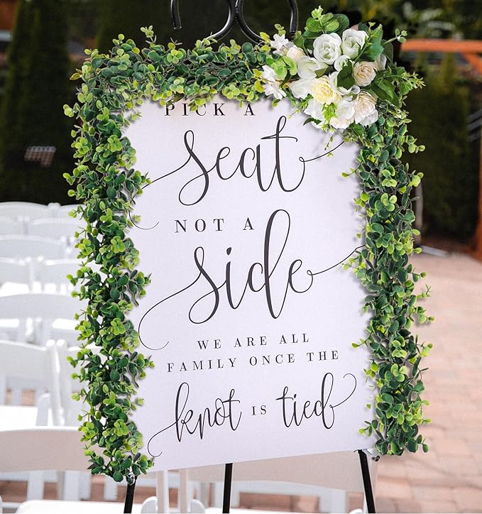 4PCS Faux Eucalyptus Garland Plant, Artificial Baby Breath Flower Vines Hanging Leaves Vines Hanging Leaves Greenery Wedding Backdrop Arch Wall Decor, Indoor Outdoor 5.8 Ft&#xFF08;Pink &#x26; Green&#xFF09;