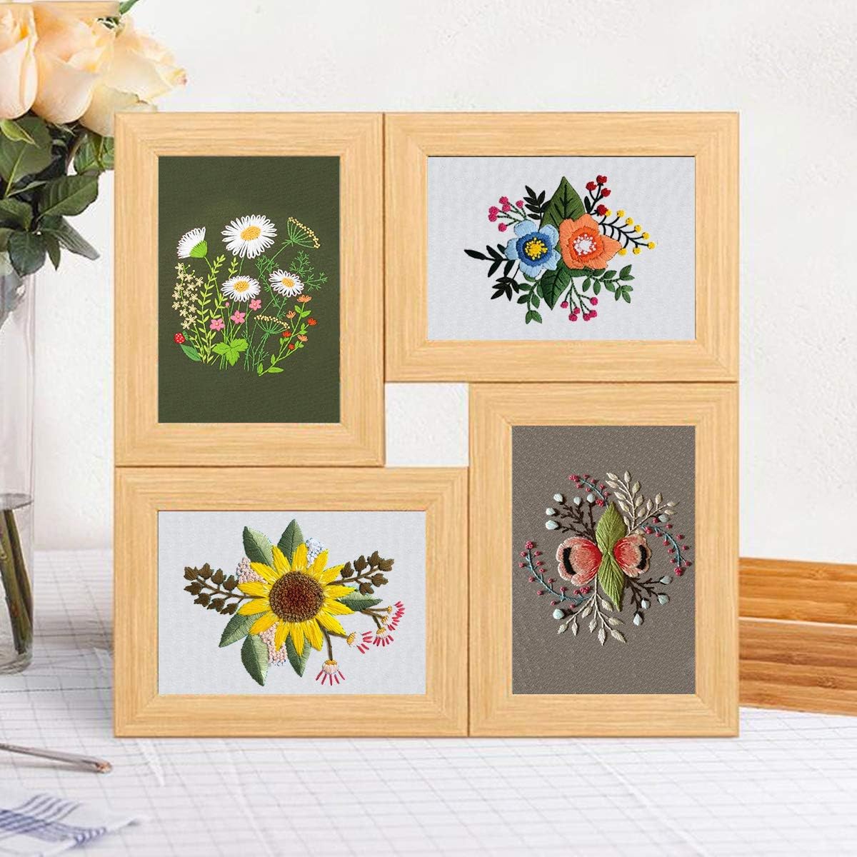 4Pack Embroidery Starters Kits with Pattern for Beginners Adults