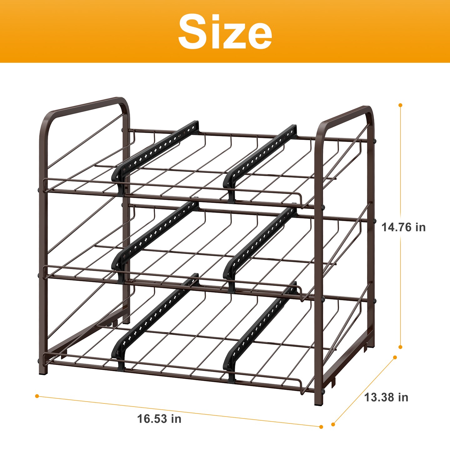 2-Pack Stackable Can Organizer Rack Dispenser &#x2013; Adjustable Metal Pantry Shelf for 36 Cans, Tilted Design with Non-Slip Base (16.73x12.2x14.76&#x22;)