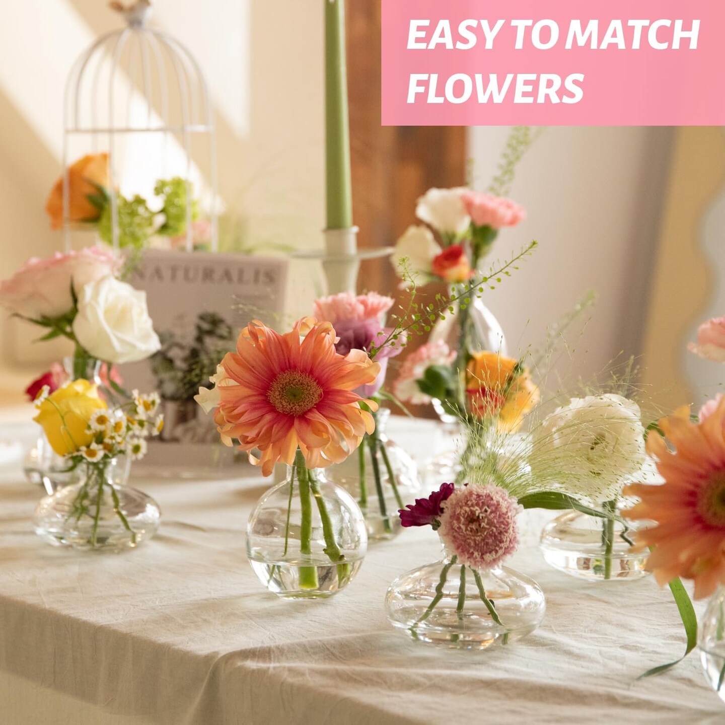 28 Clear Bud Vases in Bulk, Glass Small Bud Vase for Centerpieces, Mini Bud Vase Set for Flowers, Vintage Vases for Rustic Wedding Decorations, Table Decor Flower Bedroom Party Home Decor 17.13"L x 13.58"W x 7.87"H