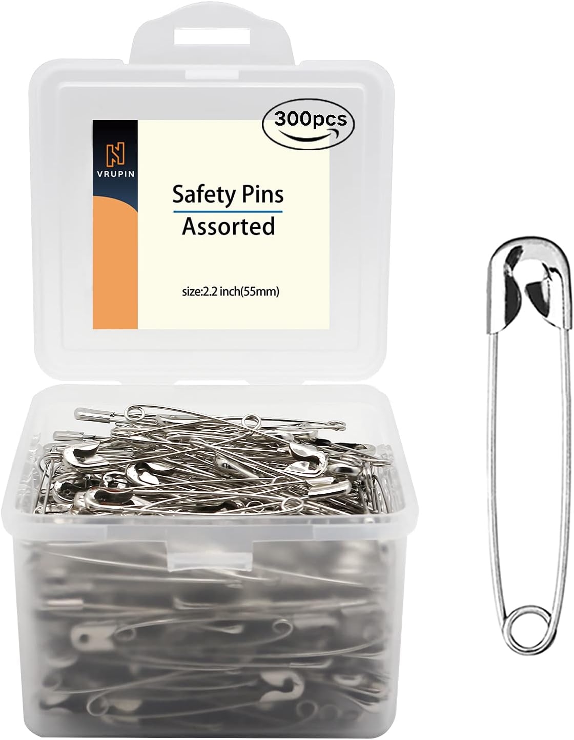 300PCS Safety Pins – 2.2in Nickel Silver Metal, Multipurpose & Extra Strong