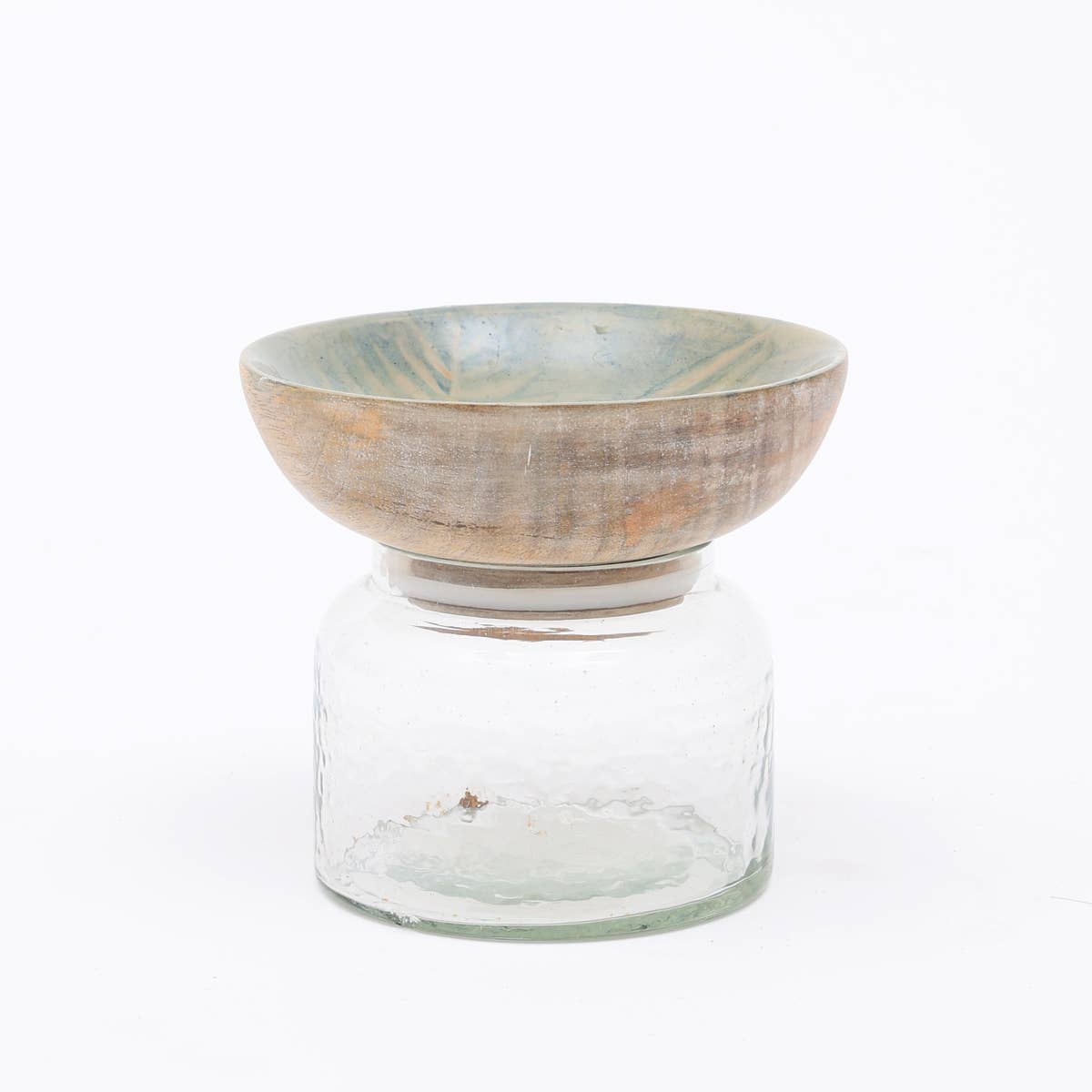 Glass Nut Jar with Wooden Bowl-Shaped Lid &#x2013; Stylish Storage for Nuts and Snacks-350 ML