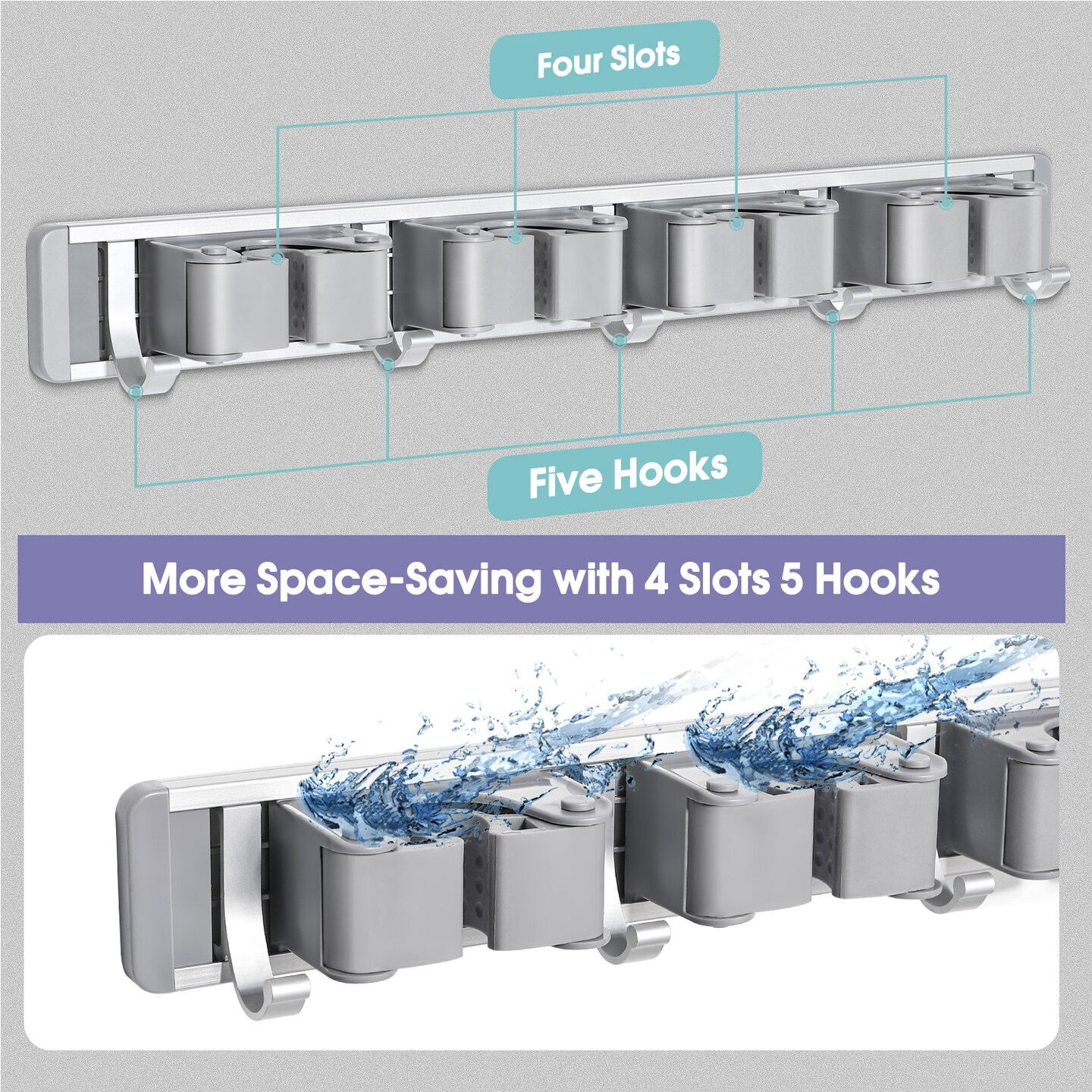 Mop and Broom Holder Wall Mount – Heavy Duty Tool Rack Organizer for Garage, Laundry Room, Kitchen, Closet (Space-Saving Storage)