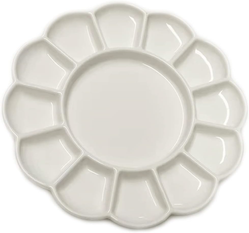 Porcelain Artist Paint Palette, Mixing Ceramic Watercolor Palette, Mixing Tray for Watercolor Gouache Acrylic Oil Painting