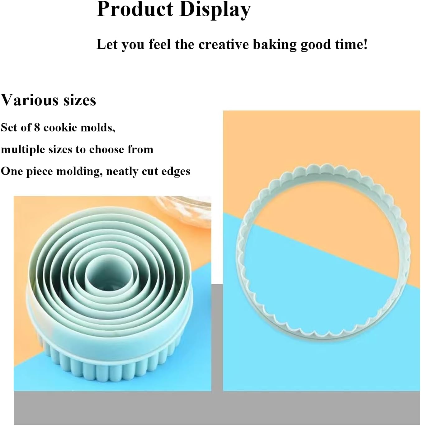 Cookie Cutters, 8 PCS Ideal Biscuit Cutter Tool, Highly Versatile Round &#x26; Circle Cutter, Perfect for Creating Unique Shaped Biscuits and Cookies