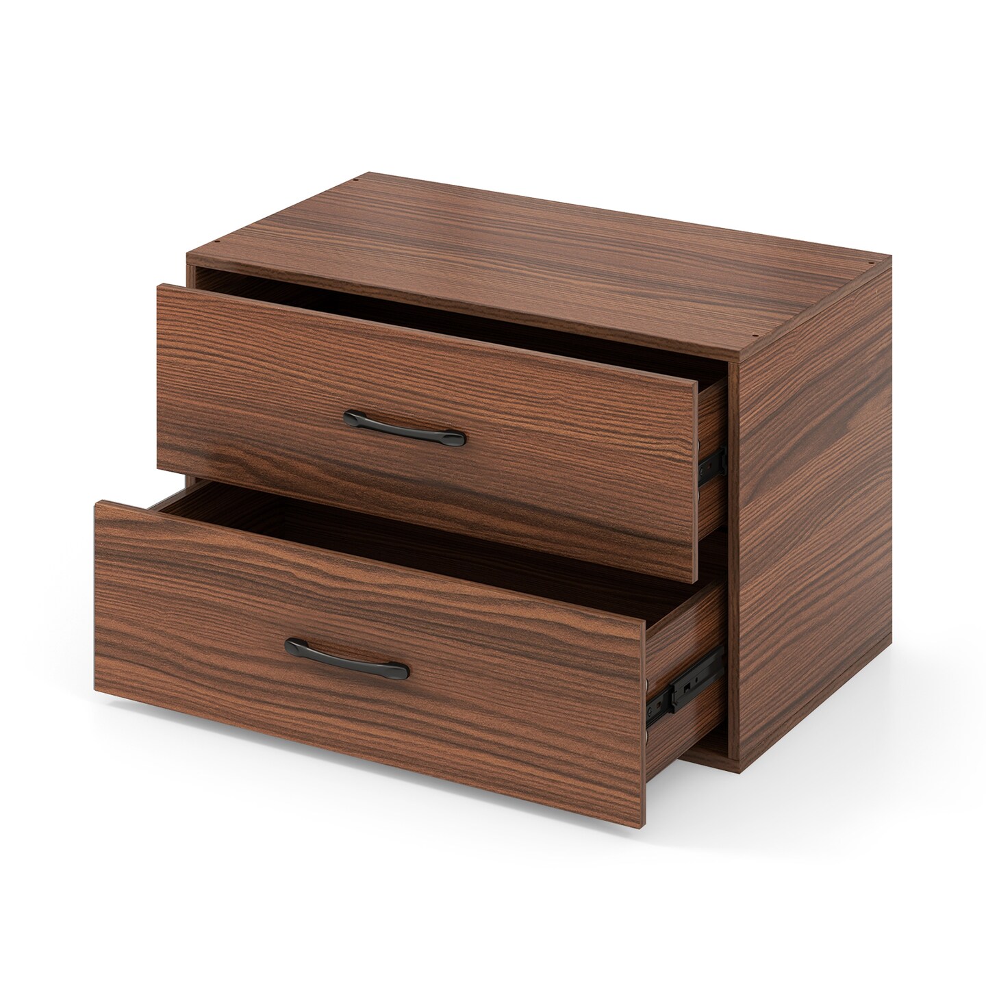 Stackable Horizontal Storage Cabinet Dresser Chest 2-Drawer and Handles ideal for Study or Closet, Bedroom