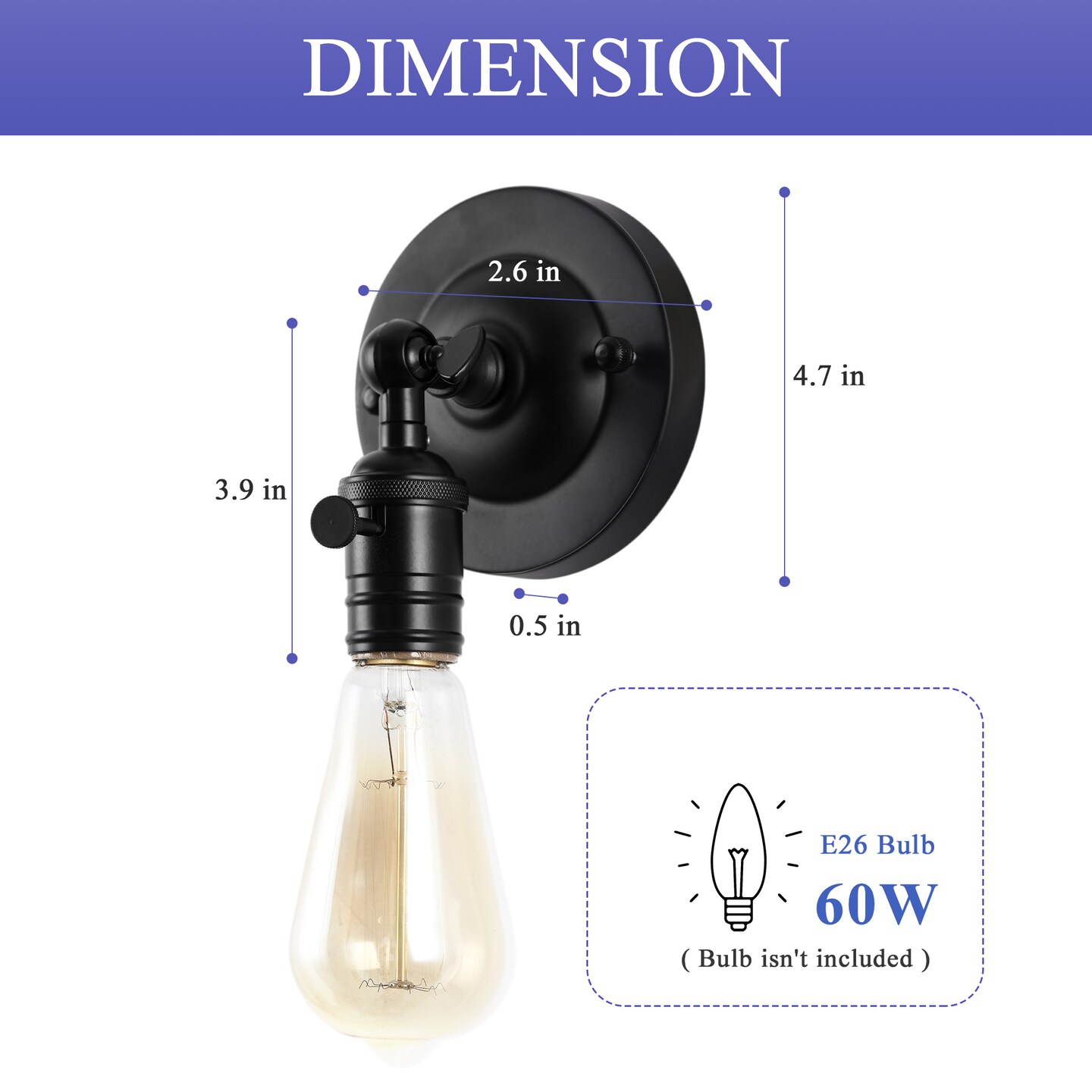 1/2/4pcs Industrial Wall Sconce – Adjustable 180° Black Hardwired Fixture with UL Certification – Vintage Candlestick Lighting for Farmhouse, Bedroom, Office