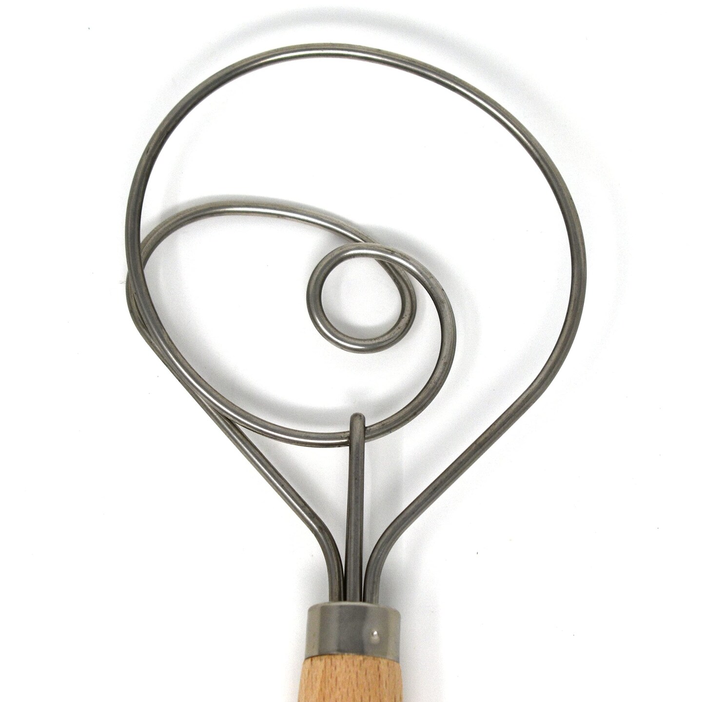 Norpro 12-inch Danish Dough Whisk, Wooden Dutch Whisk with Stainless Steel Dough Hook