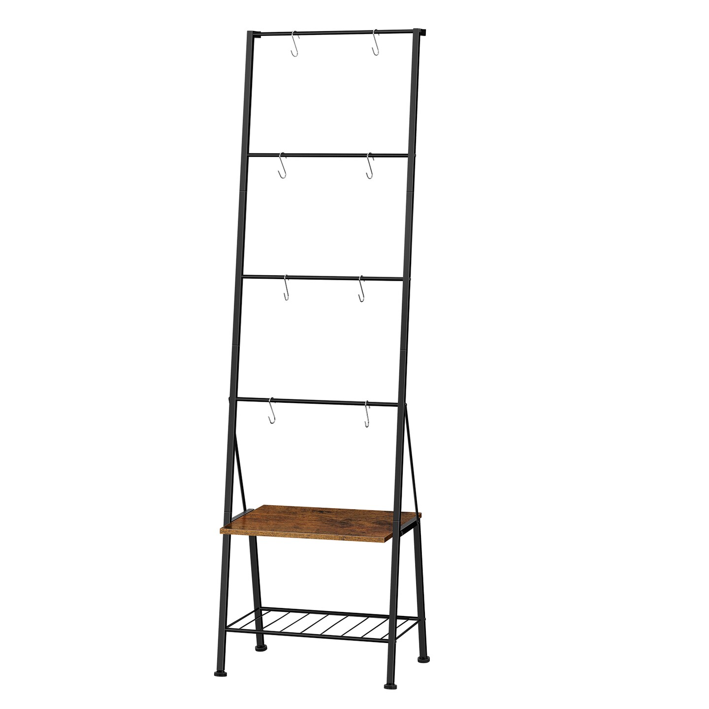 Metal Blanket Ladder with Shelf &#x26; Hooks - Multi-Use Christmas Stocking Holder, Towel Rack, and Storage Ladder for Bathroom, Bedroom, Mantle, Laundry Room