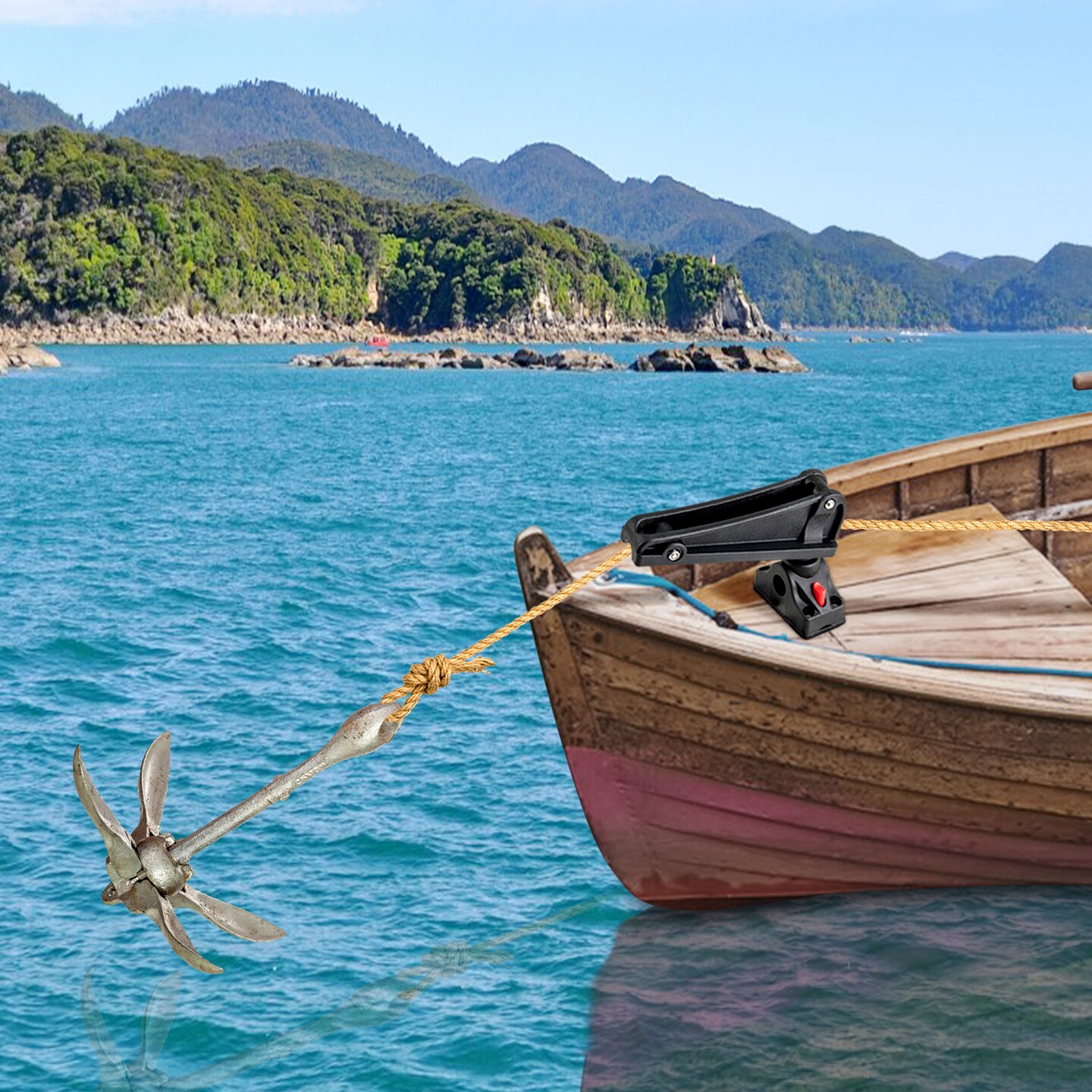 3-Piece Fishing Boat Accessory Set with Adjustable Go Pro Mount, Rod Holder, and Oar Holder