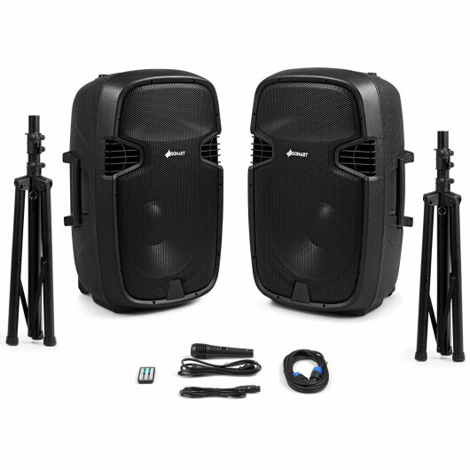 3000W Dual 15 Inch Powered Speakers with Adjustable Bracket