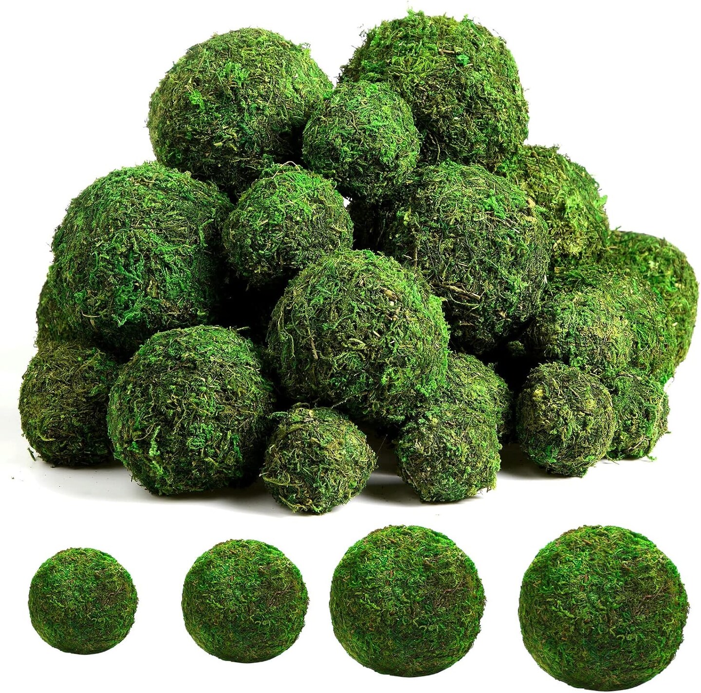 Moss Decorative Ball Natural Green, Handmade Moss Ball Spheres, Vase Fillers for Christmas Garden Home Wedding Party Decoration