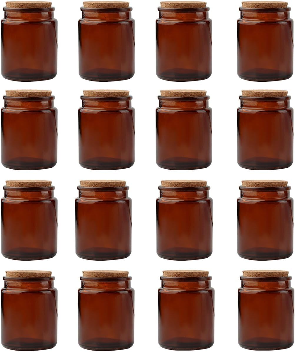 6 oz Glass Jars with Lids,Candle Making Kit,Candle Jars for Making Candles,Glass Bottles with Cork for Candle Making,Wedding,Baby Shower,Party Favors Decoration 16 Pack