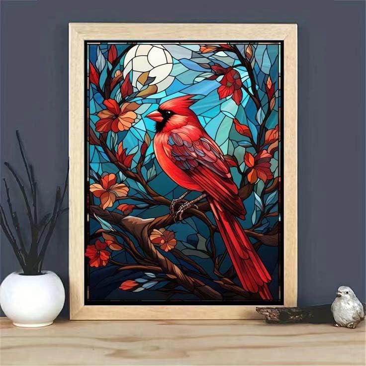 Diamond Painting Kits for Adults,Cardinal Bird 5D Diamond Art Kits Adults for Beginners,DIY Full Drill Diamond Dots with Diamonds Gem Art for Home Wall Decor 12x16inch