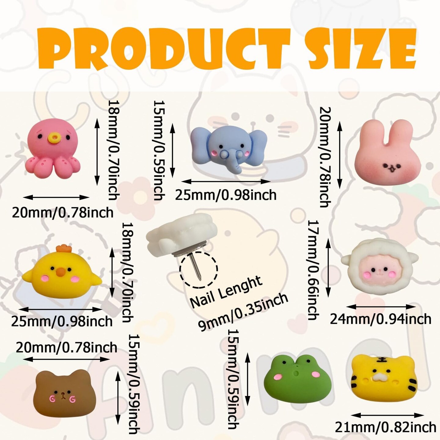 30 Pcs Animal Push Pins Decorative Push Pins Cute Thumbtack Animal Drawing Pins Push Pins for Cork Board for Octopus, Elephant, Frog, Sheep, Bear, Tiger, Chick, Rabbit