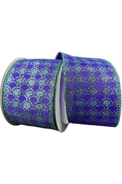 2.5&#x22; Glitter Fish Scales Ribbon: Purple/Aqua (10 Yards)