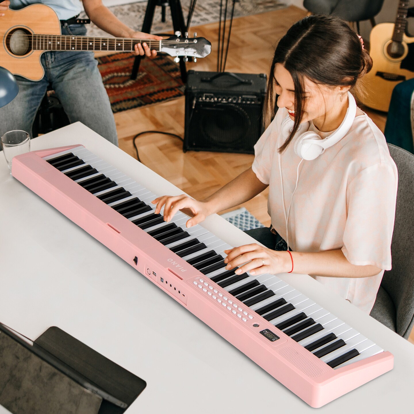 88 Key Foldable Electronic Keyboard Piano with Wireless MIDI Suitable for Kids, Teenagers and Adult