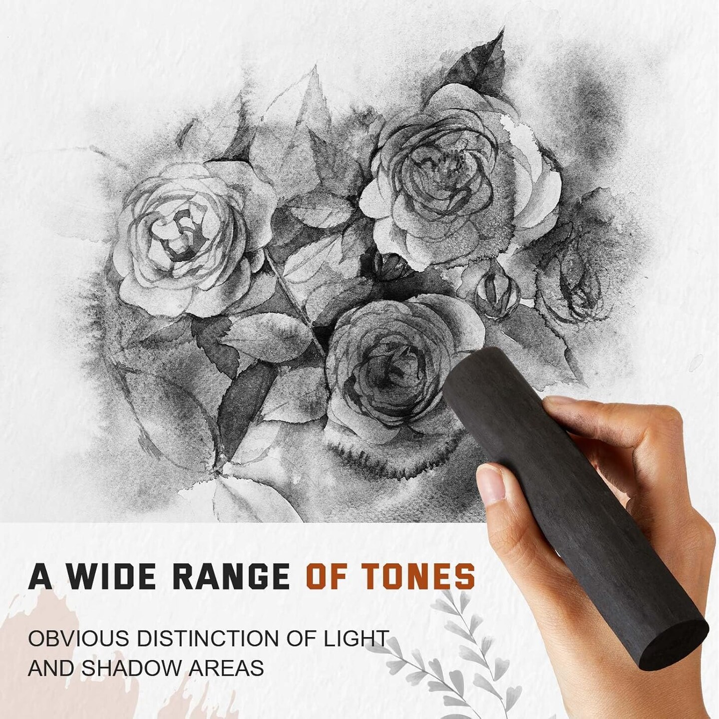 5 Pcs Jumbo Willow Charcoal Sticks 0.79-0.94 Inch Large Soft Willow Charcoal Chunky Drawing for Sketching Artist Supplies, Black