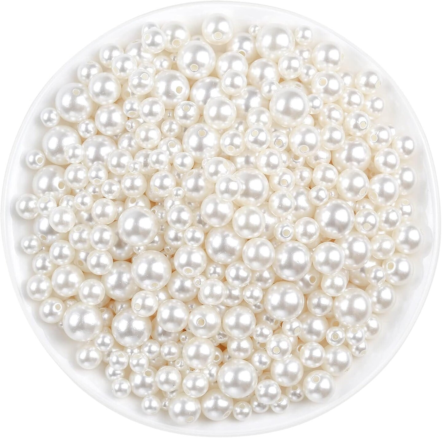 800pcs Ivory Pearl Craft Beads Loose Pearls for Jewelry Making, Crafts, Decoration and Vase Filler (Assorted Sizes)