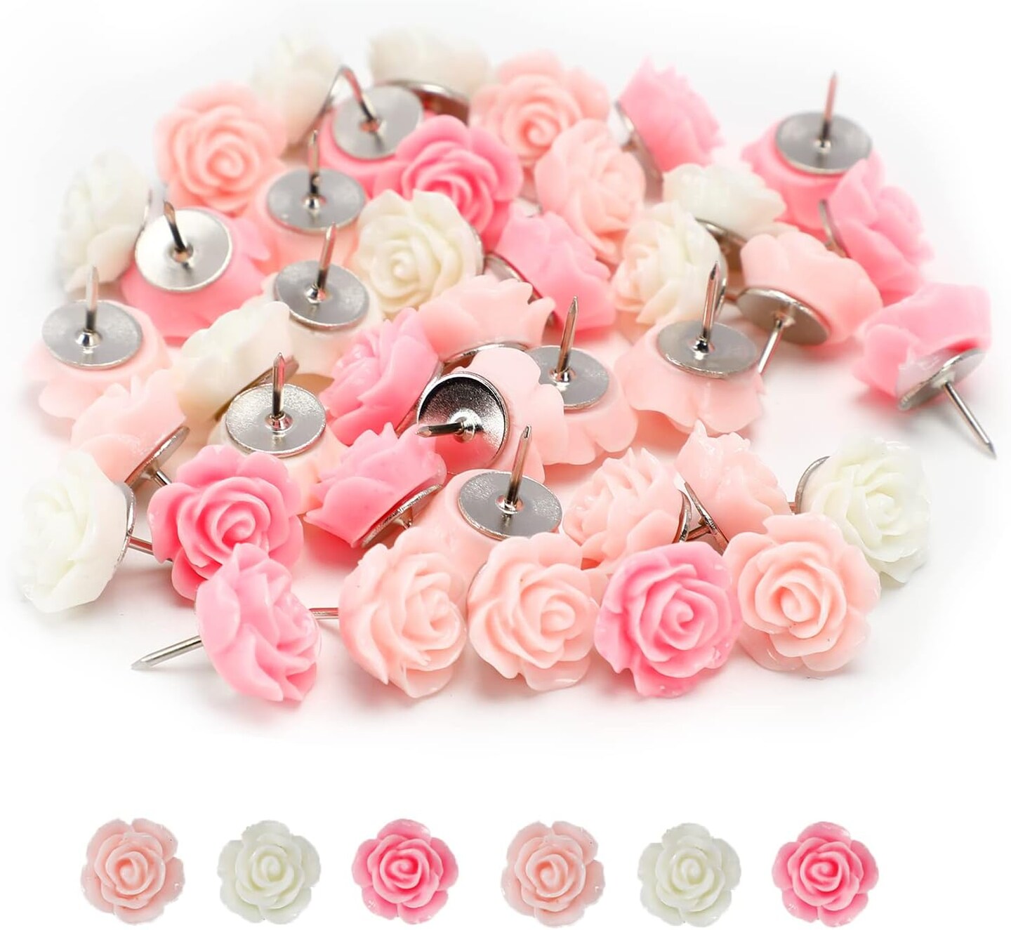 40 pcs rose push pins decorative thumbtacks for cork boards and bulletin boards